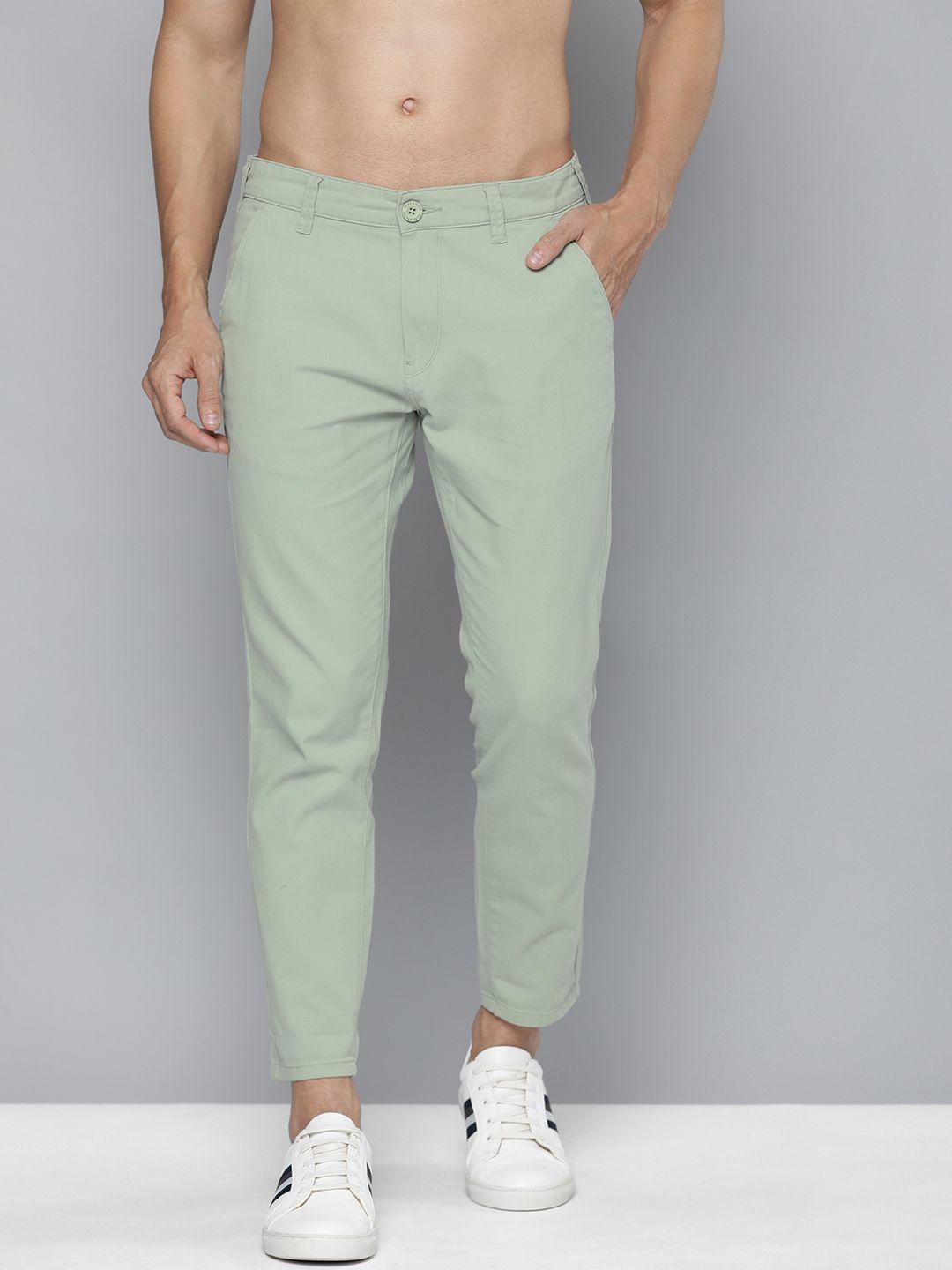 here&now men green chinos trousers