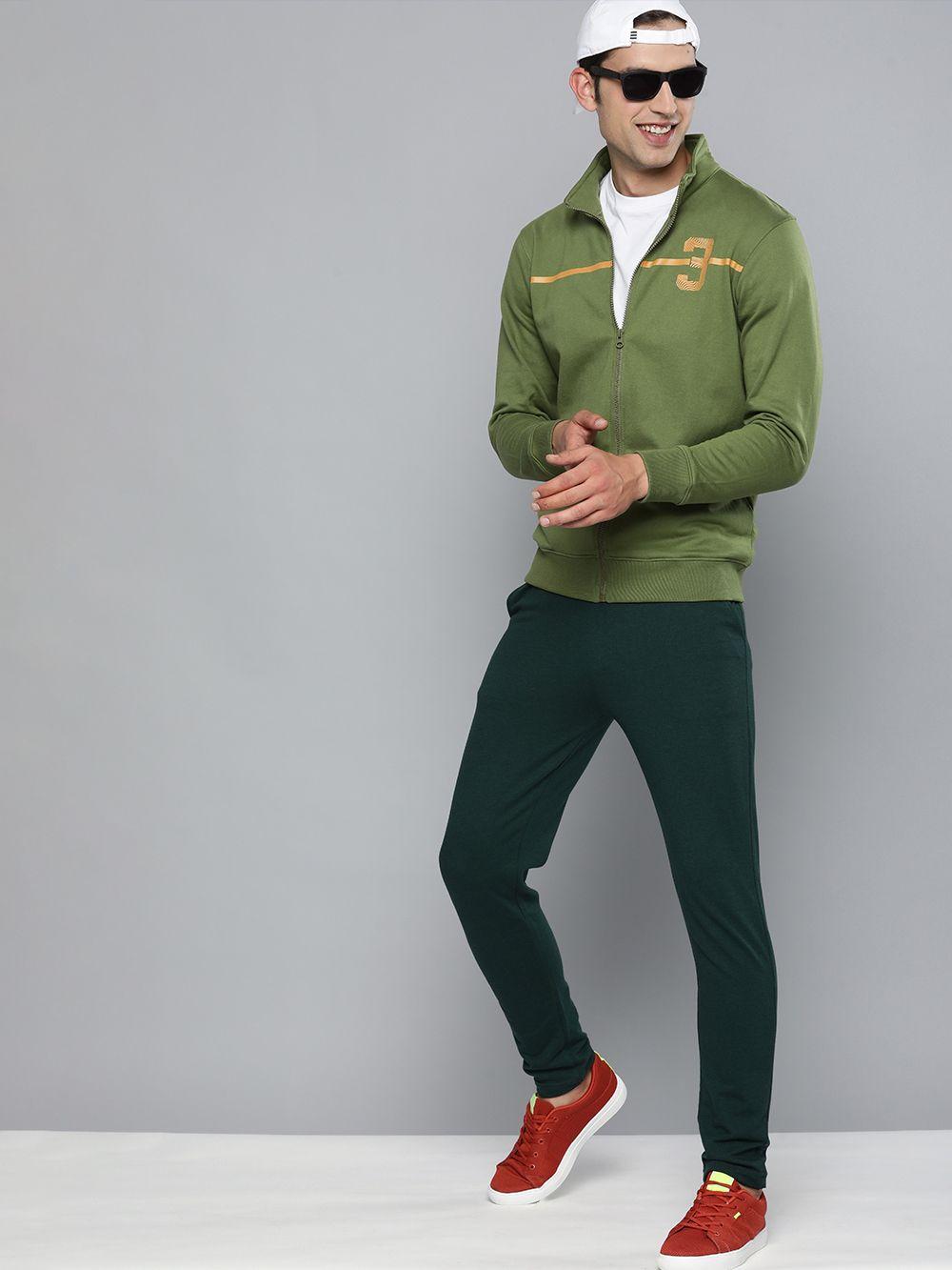 here&now men green printed sweatshirt