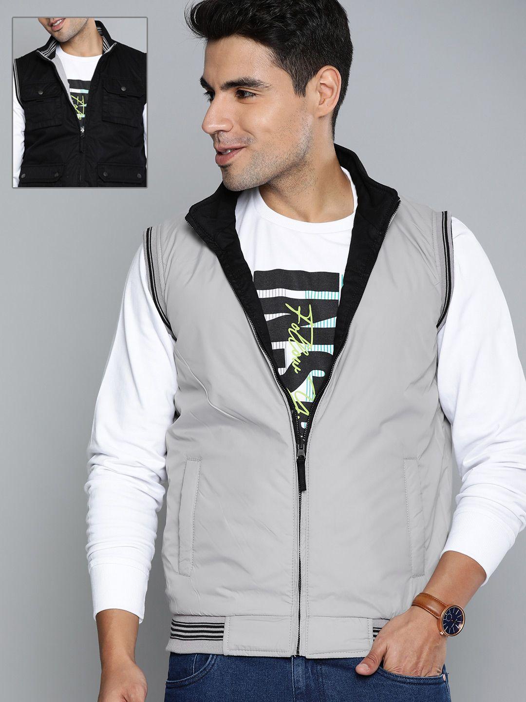 here&now men grey & black reversible tailored jacket