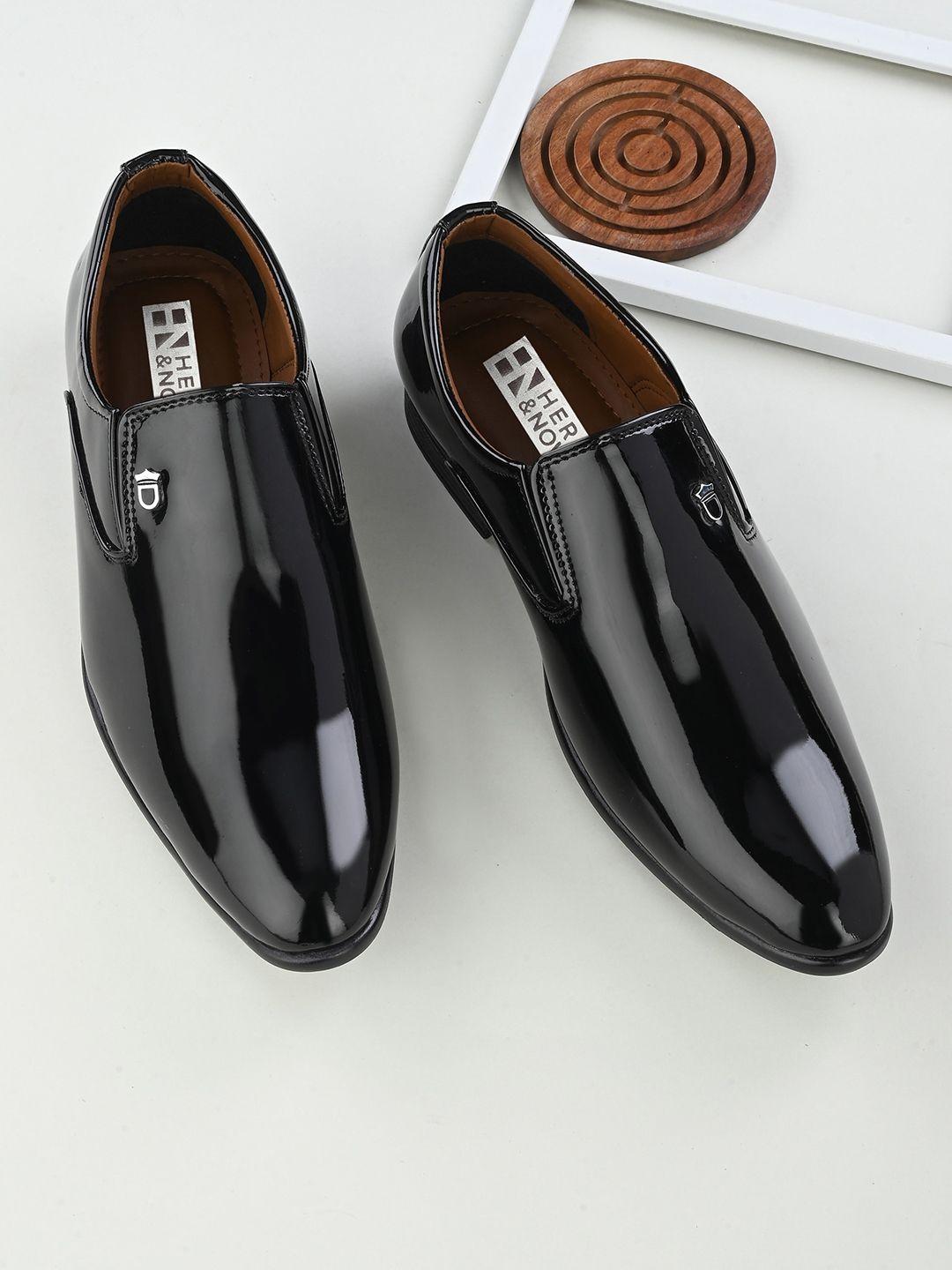 here&now men leather slip on formal shoes