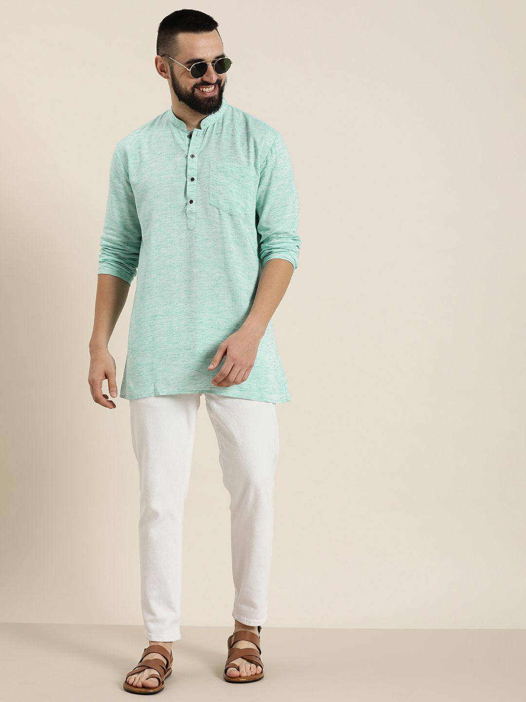 here&now men mandarin collar kurta