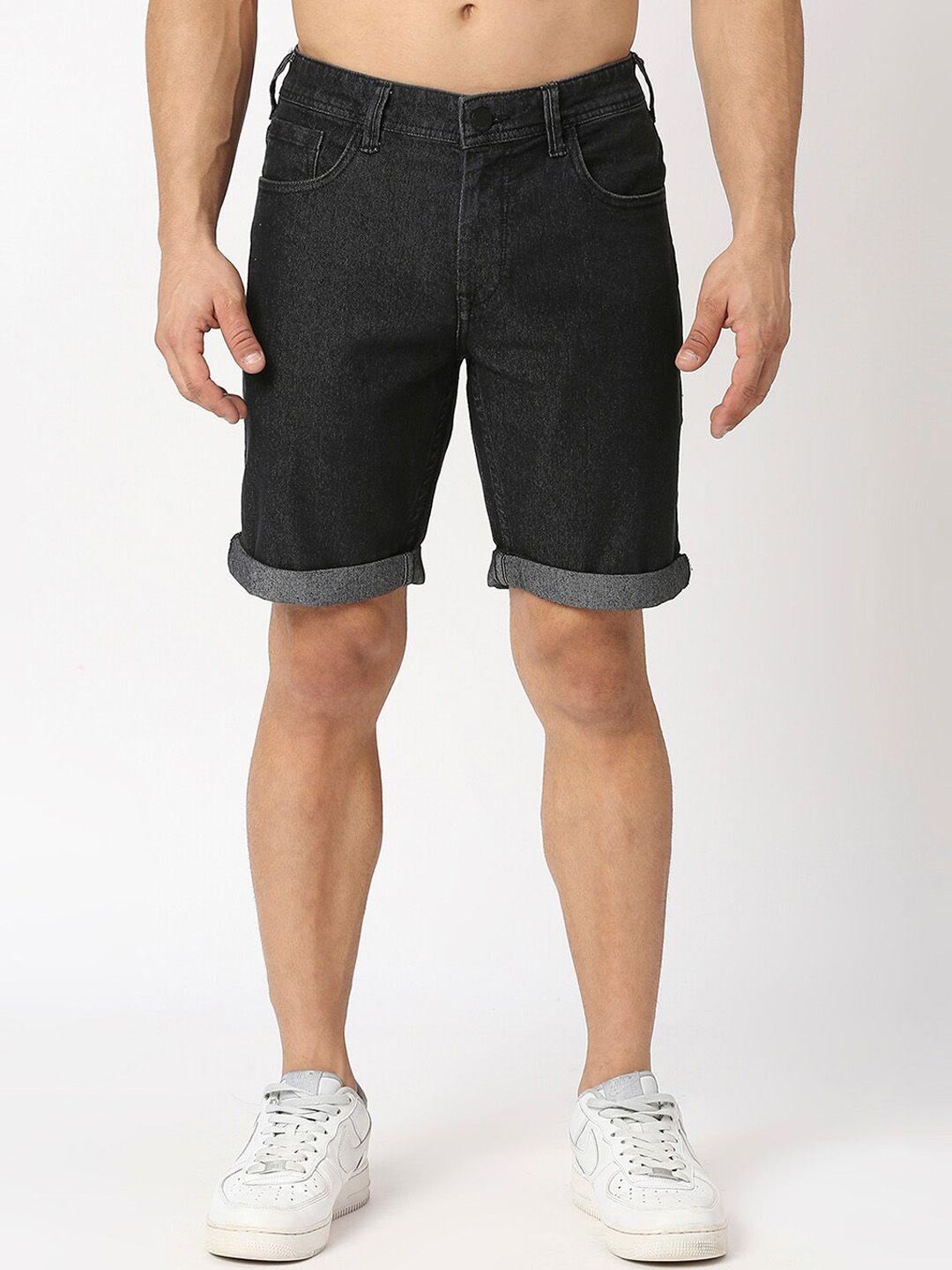 here&now men mid rise slim fit denim shorts