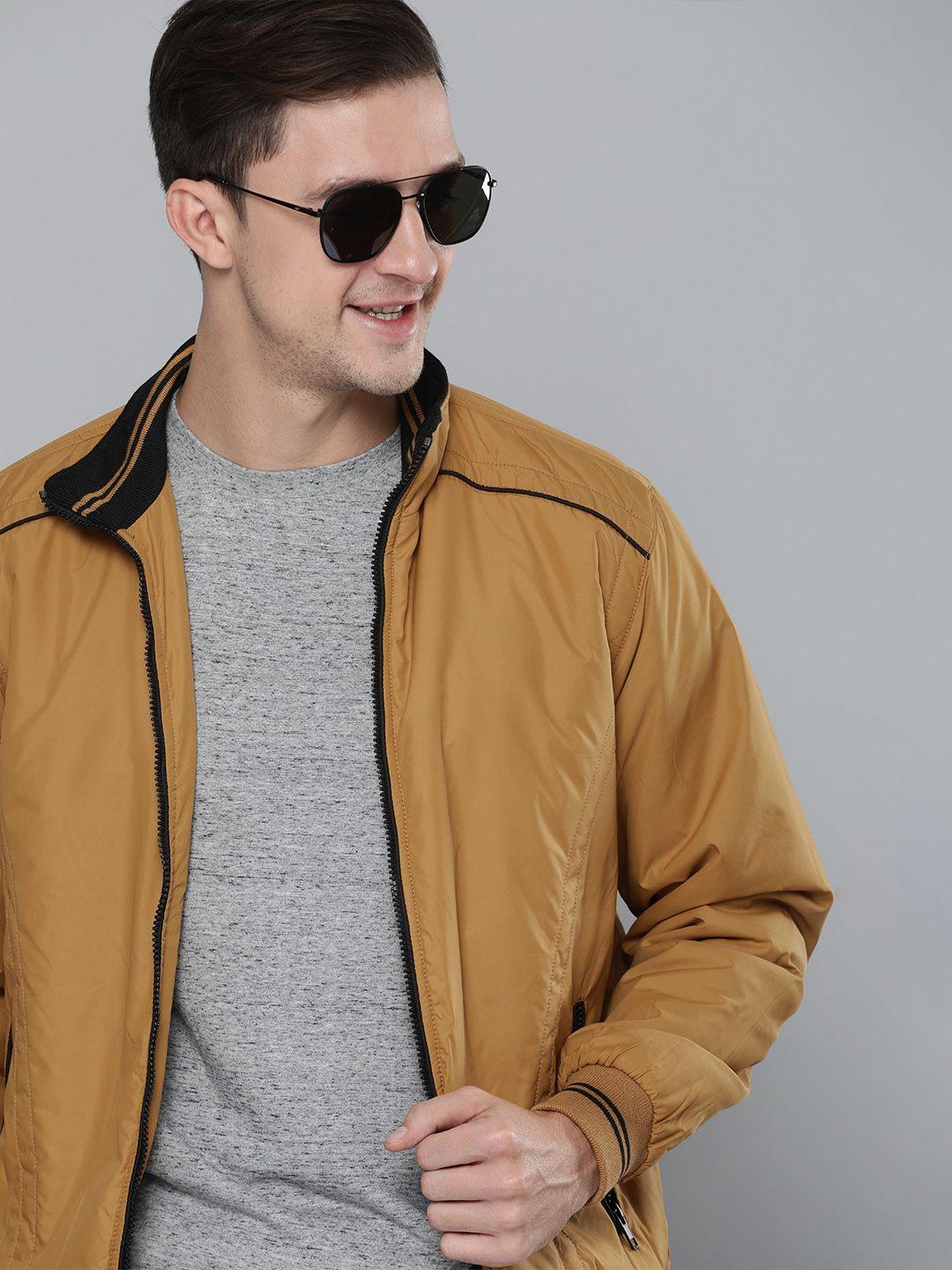 here&now men mustard yellow bomber jacket