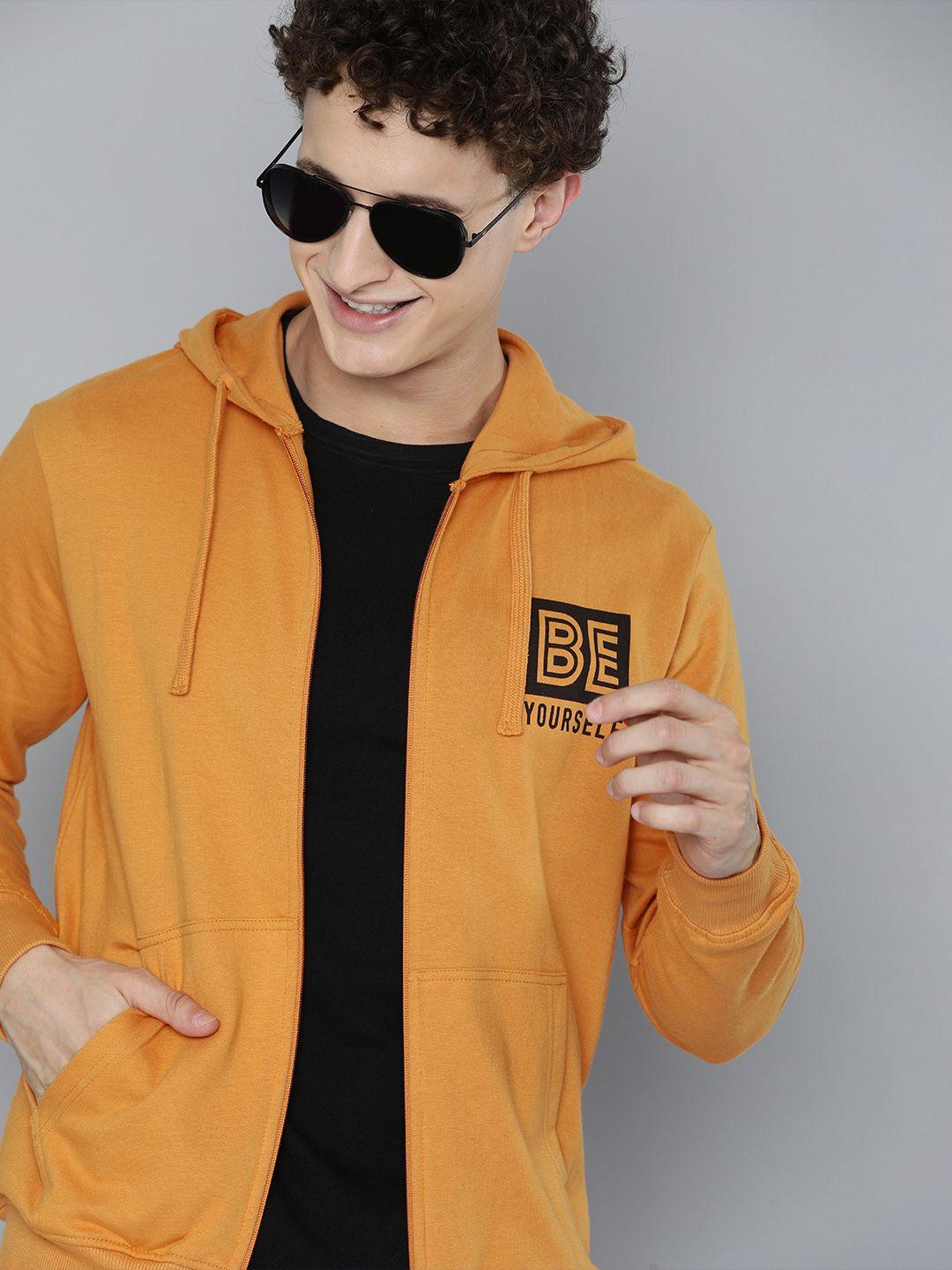 here&now men orange hooded sweatshirt