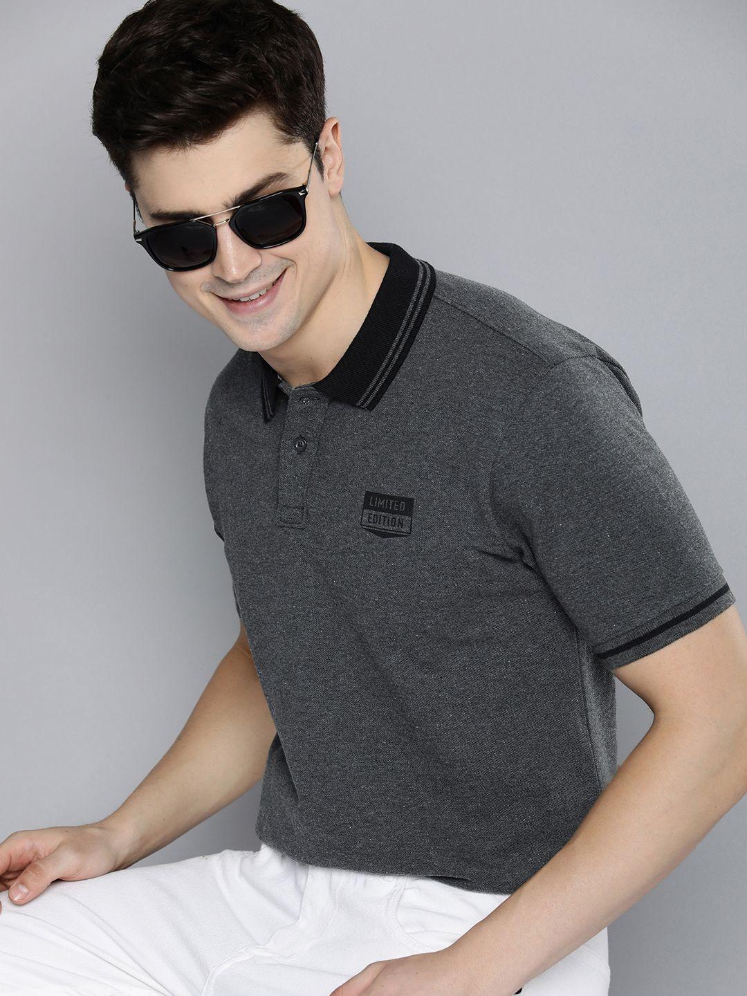 here&now men polo collar pure cotton t-shirt