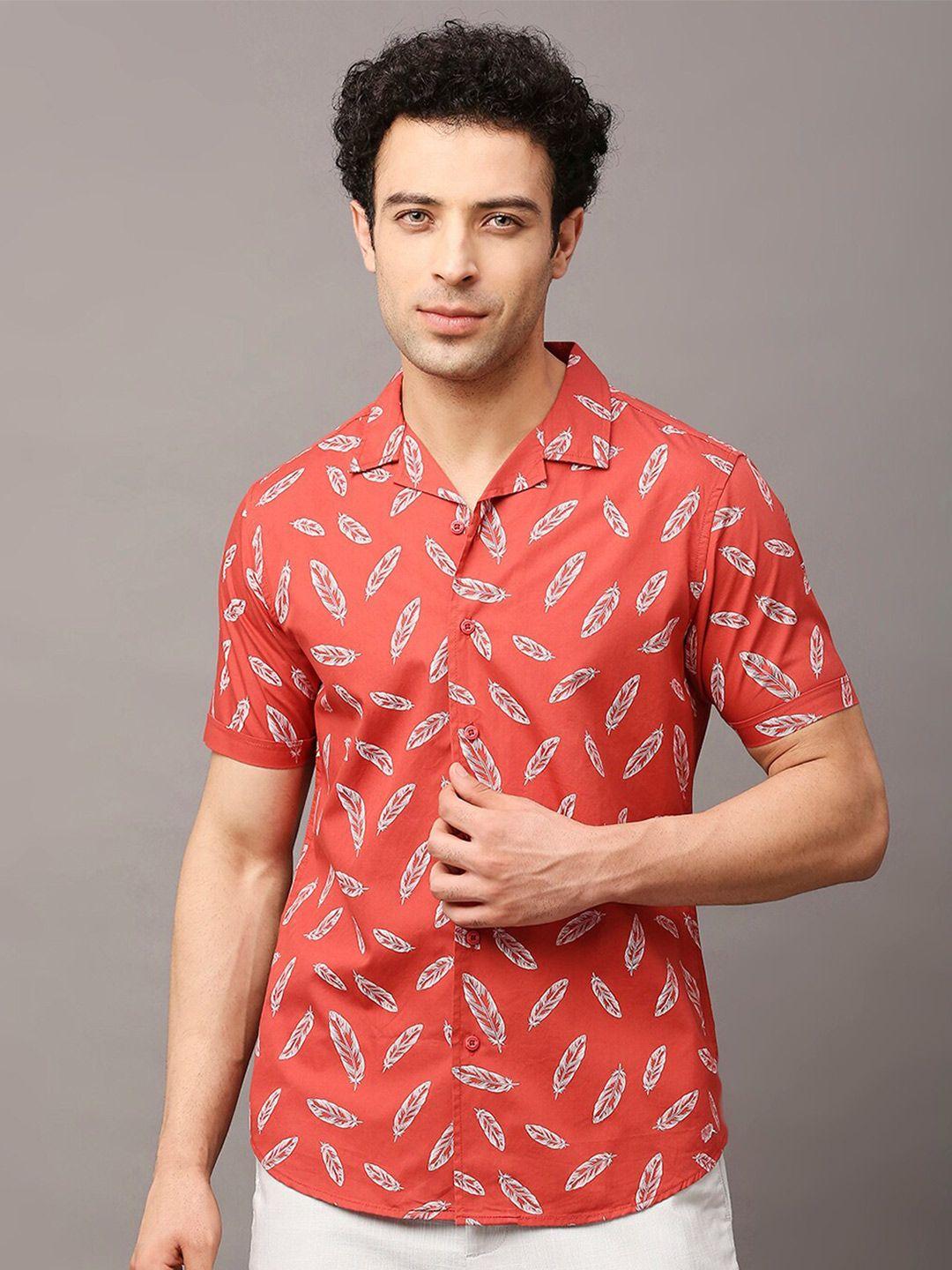 here&now men premium slim fit printed casual pure cotton shirt