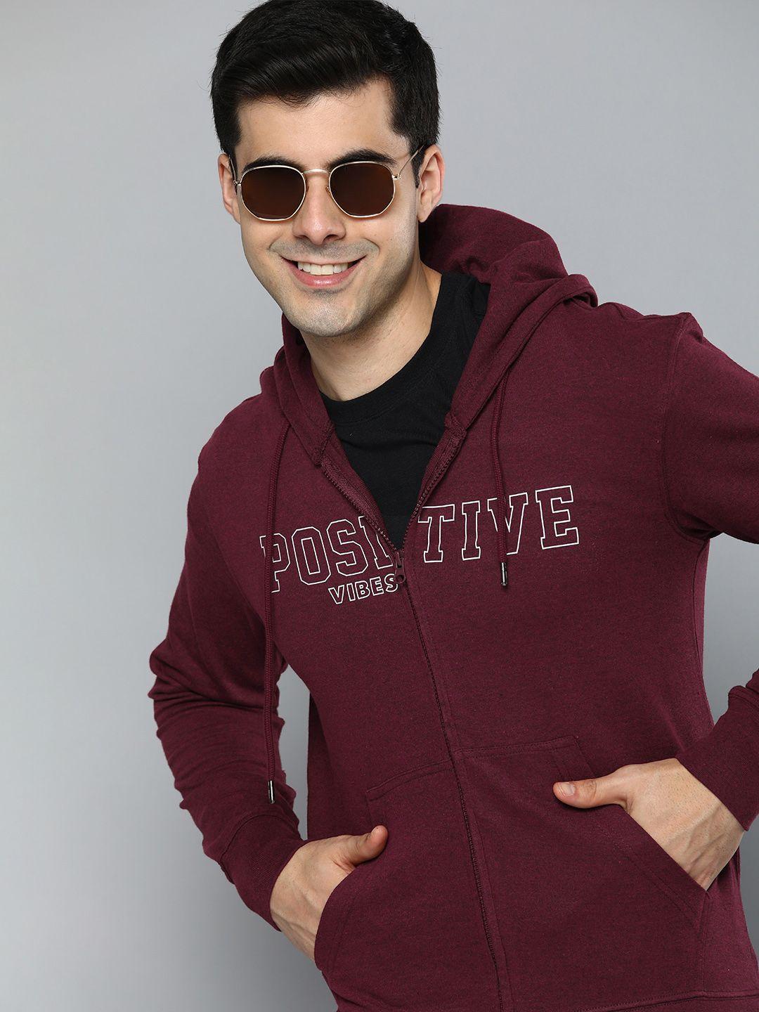 here&now men printed hooded sweatshirt