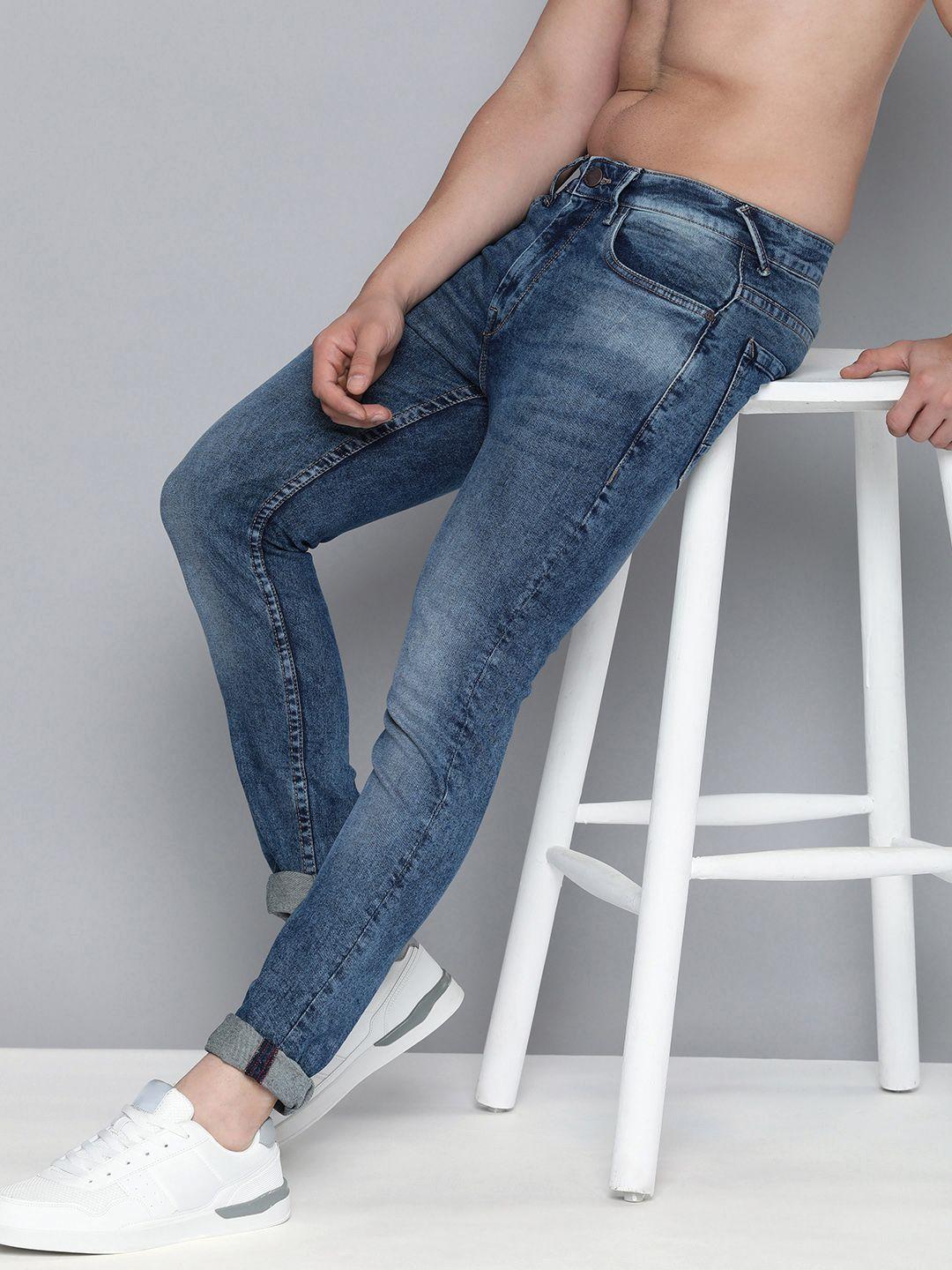 here&now men skinny fit heavy fade stretchable jeans