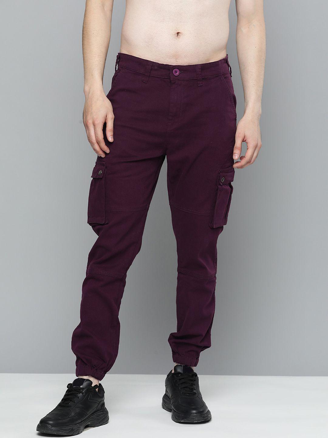 here&now men slim fit knitted cargo joggers