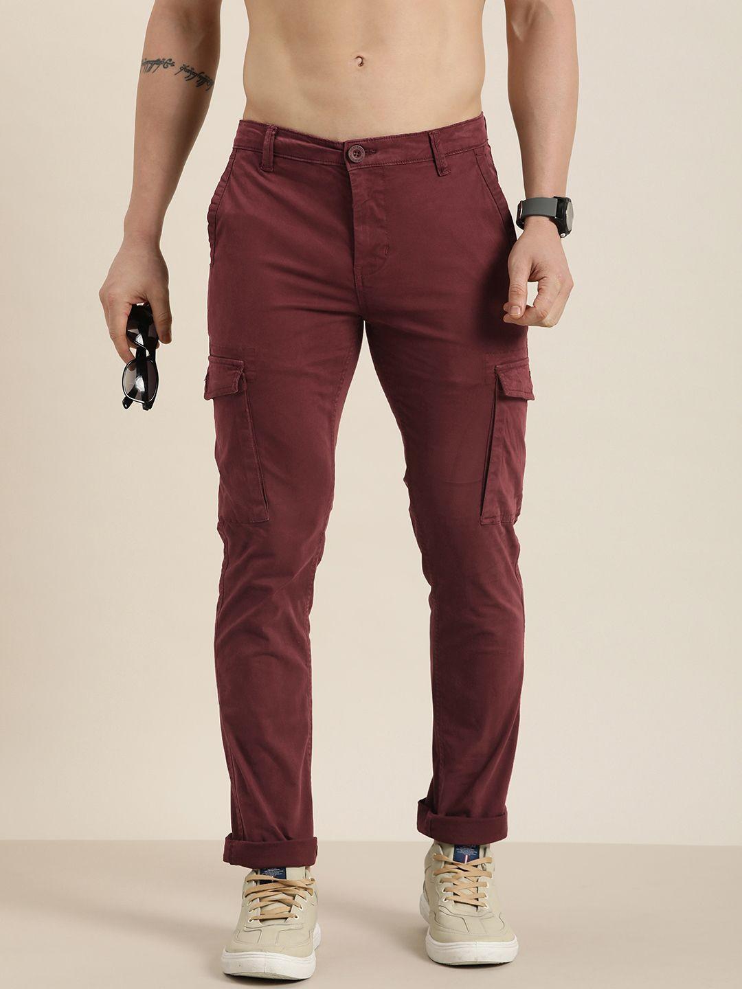 here&now men solid cargos trousers