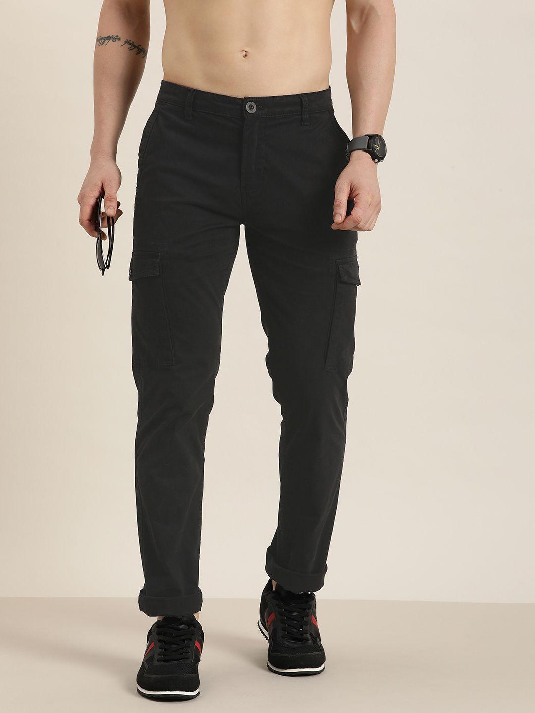 here&now men solid cargos trousers