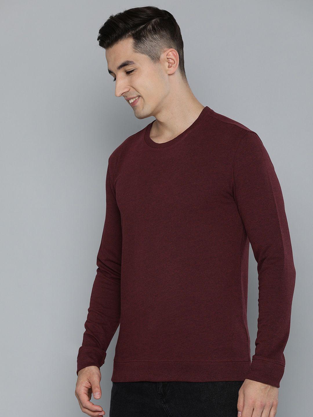 here&now men solid cotton sweatshirt