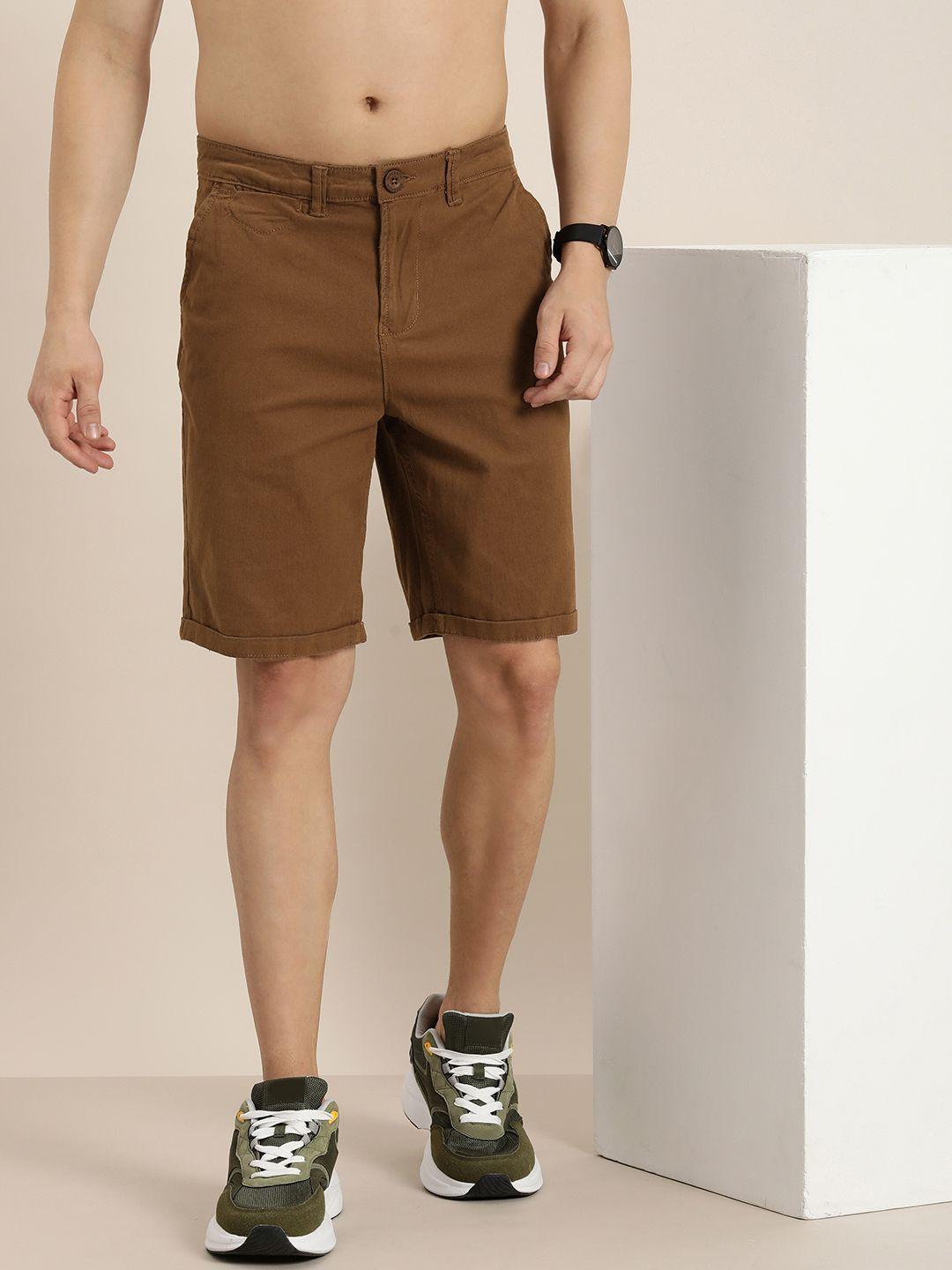 here&now men solid outdoor rapid-dry chino shorts