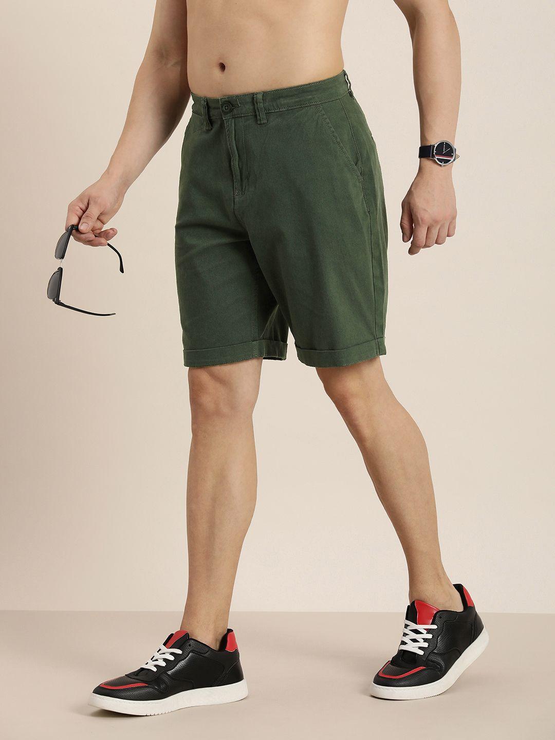 here&now men solid outdoor rapid-dry chino shorts