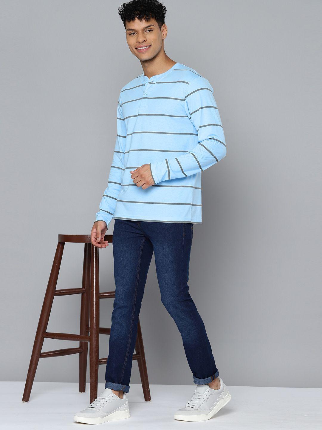 here&now men striped henley neck t-shirt