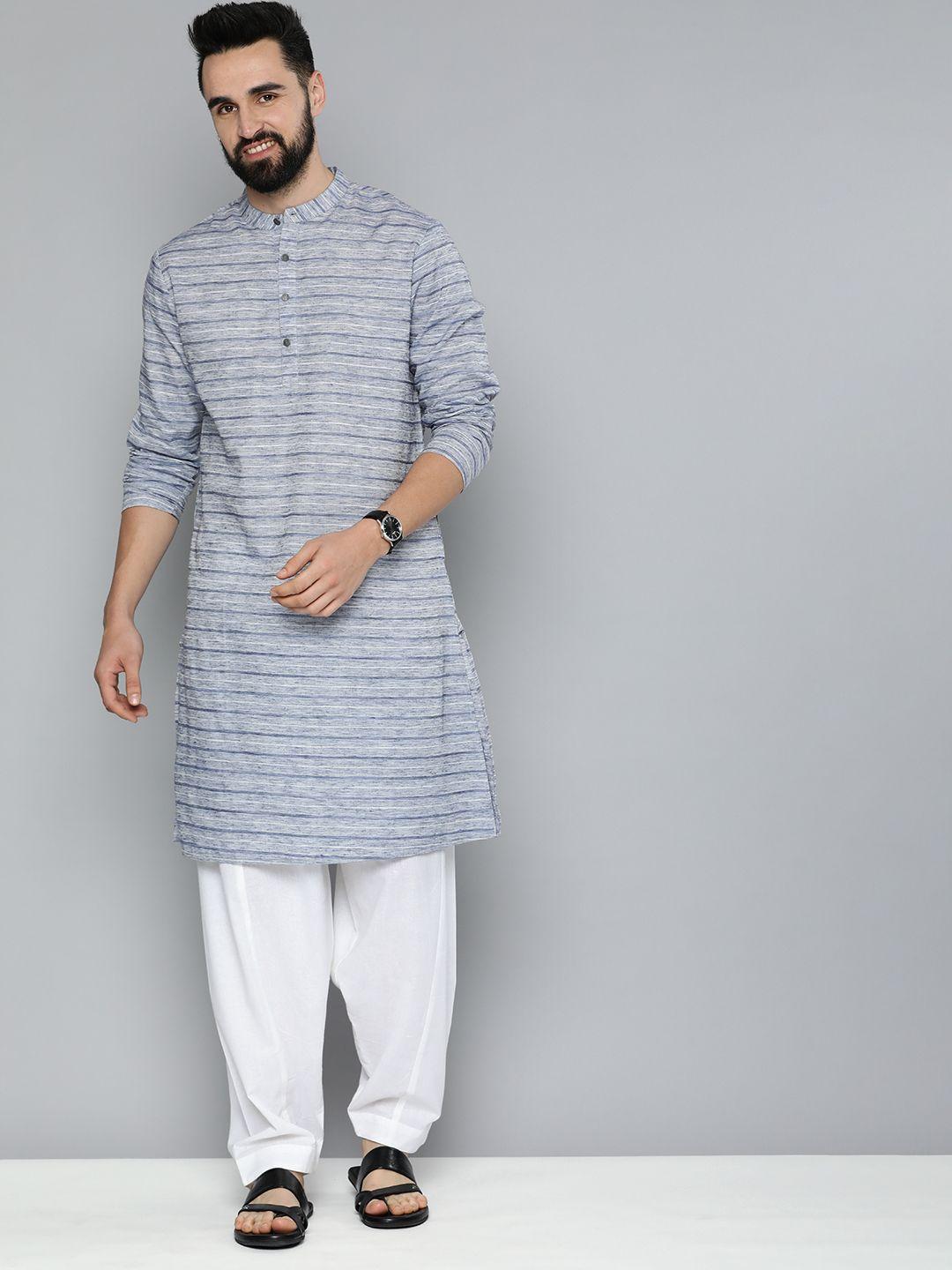 here&now men striped kurta with pyjamas