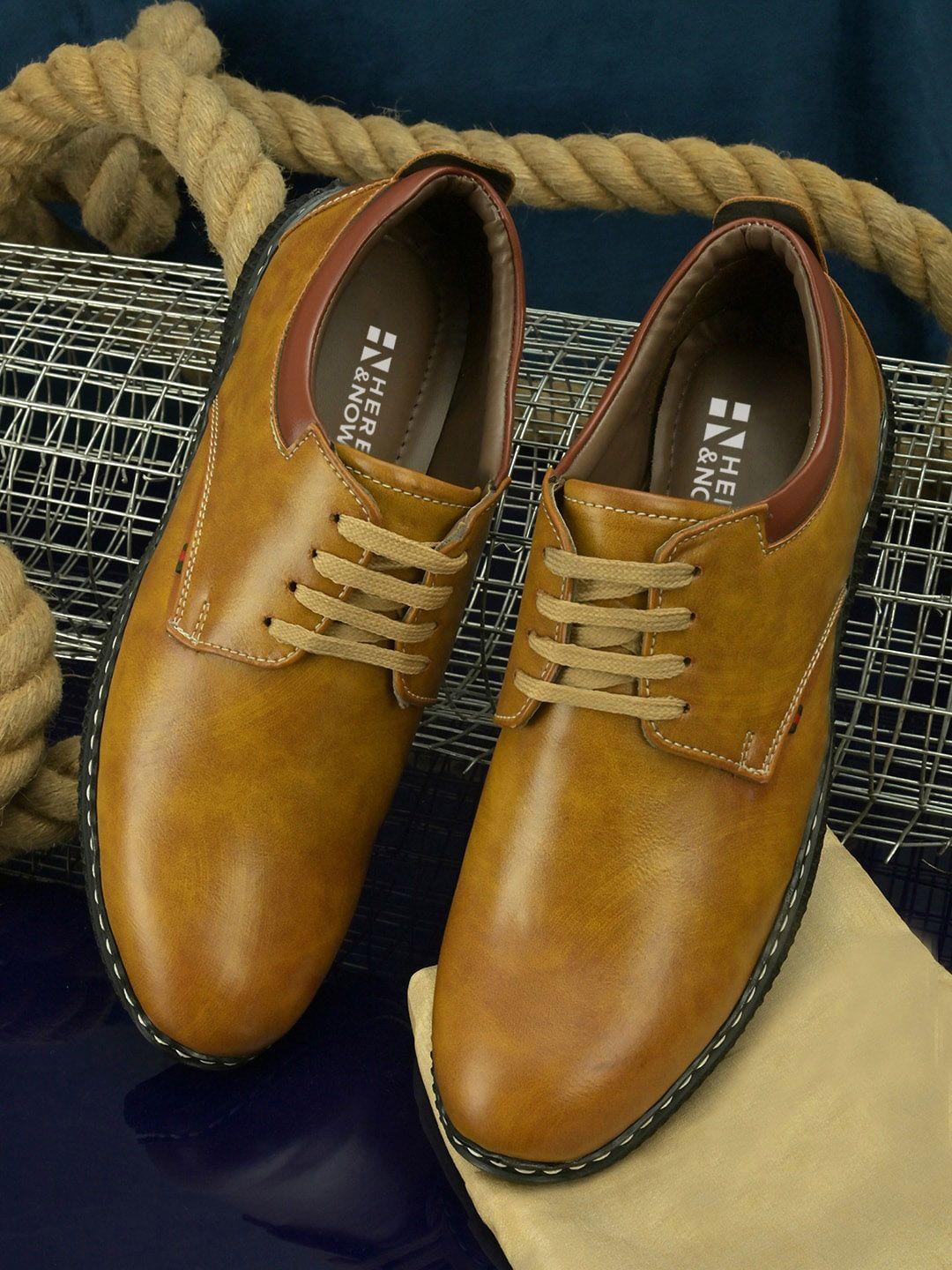 here&now men tan lightweight lace-up derbys