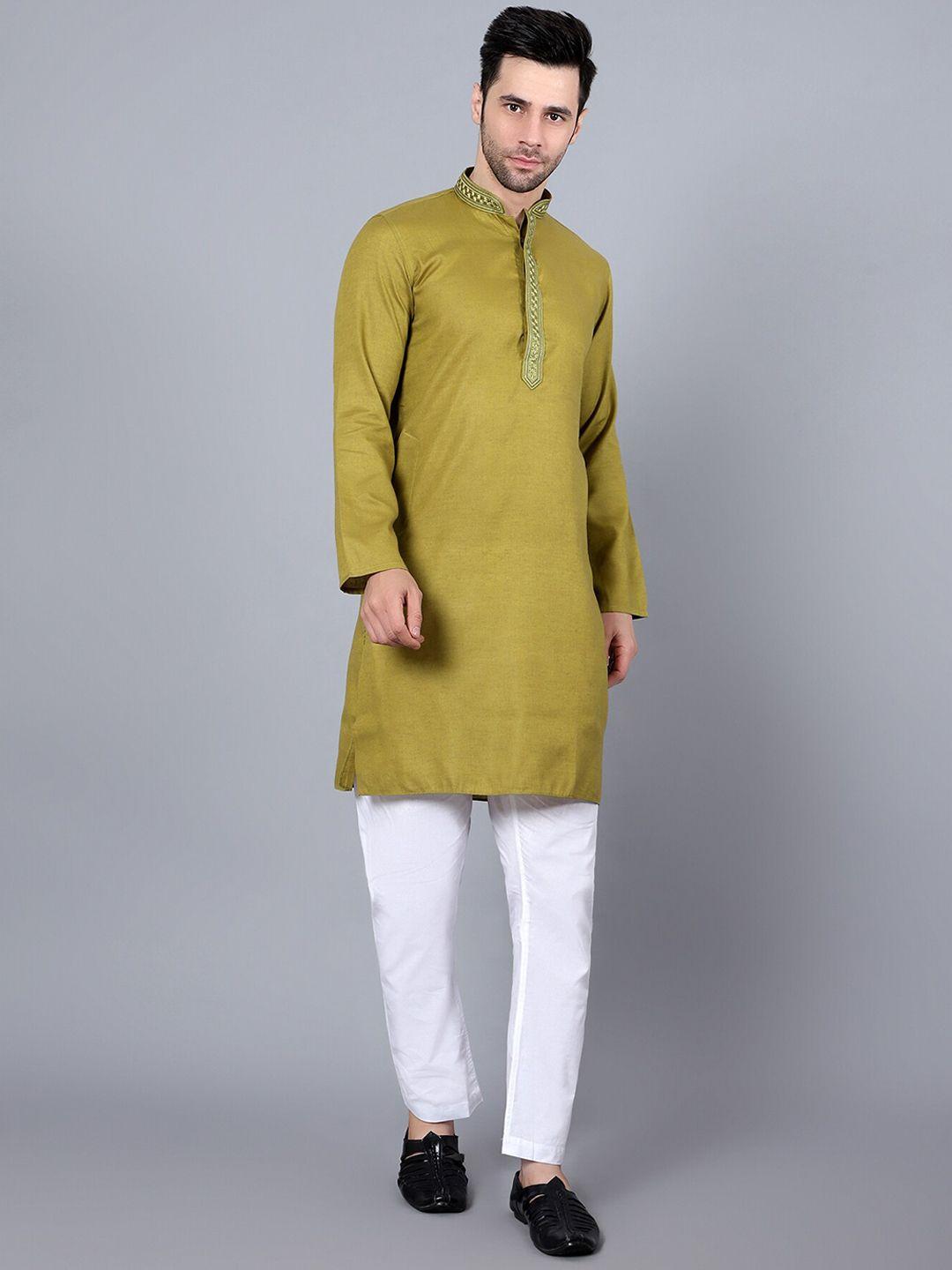 here&now men thread work kurta with pyjamas