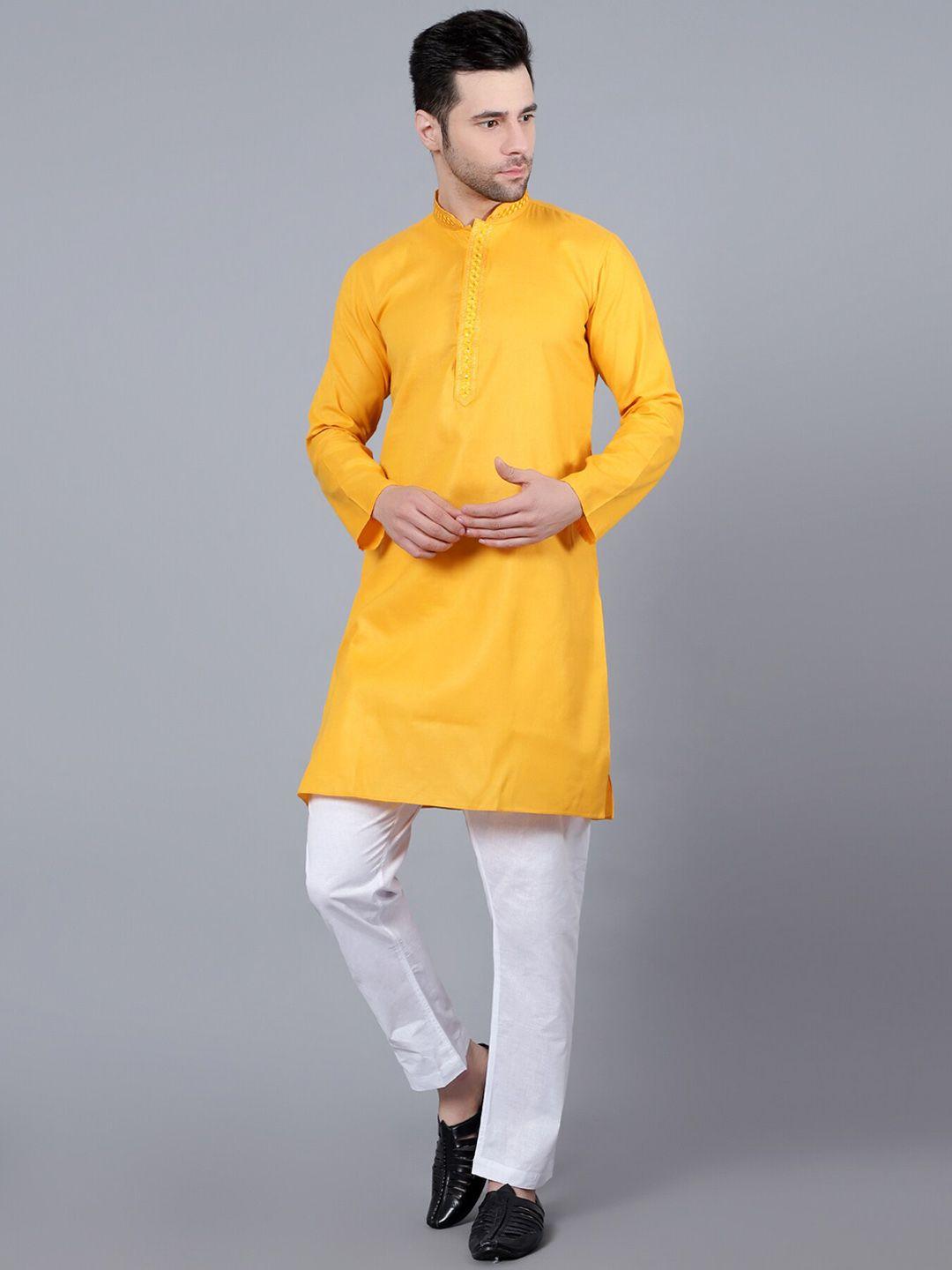 here&now men thread work kurta with pyjamas