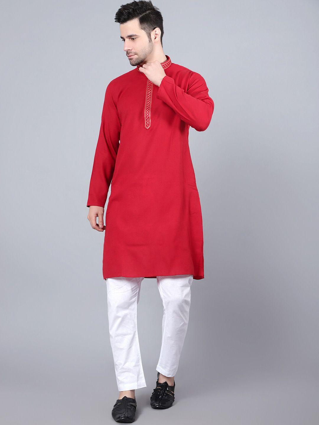 here&now men thread work kurta with pyjamas