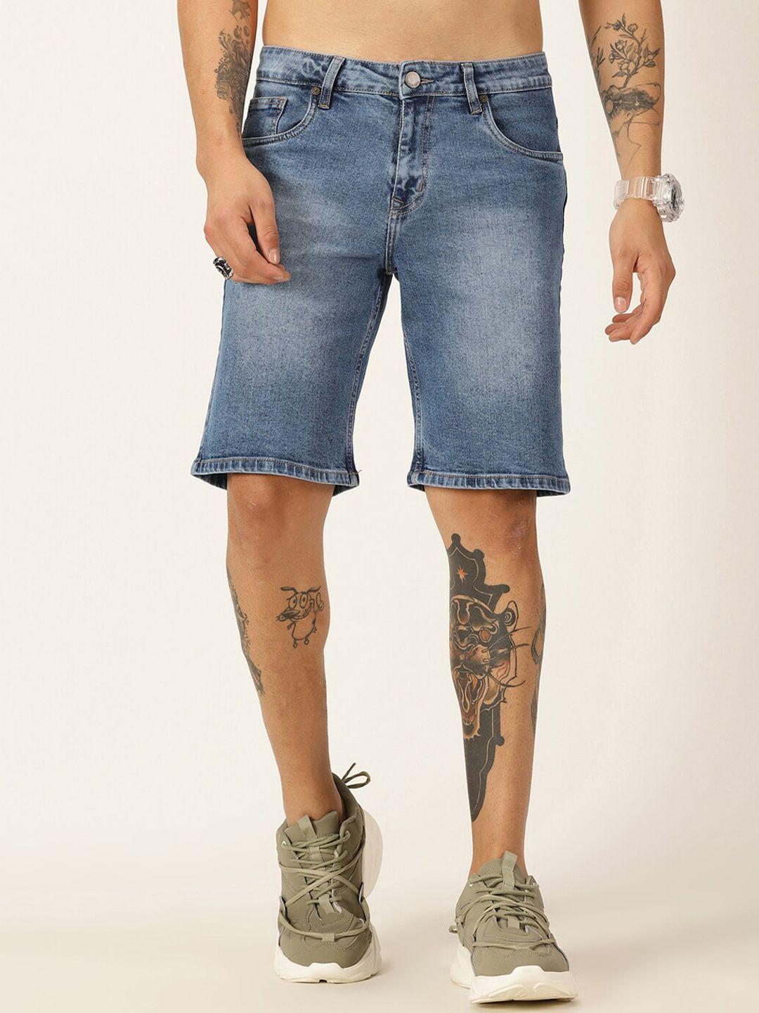 here&now men washed slim fit denim shorts