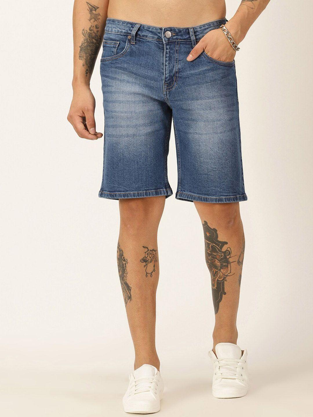 here&now men washed slim fit denim shorts