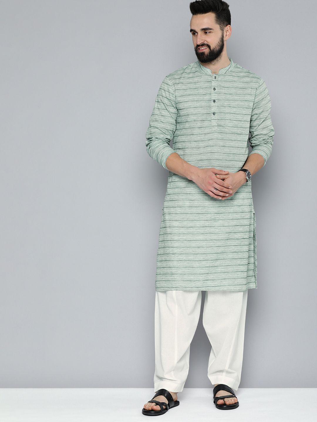 here&now men woven design kurta with pyjamas