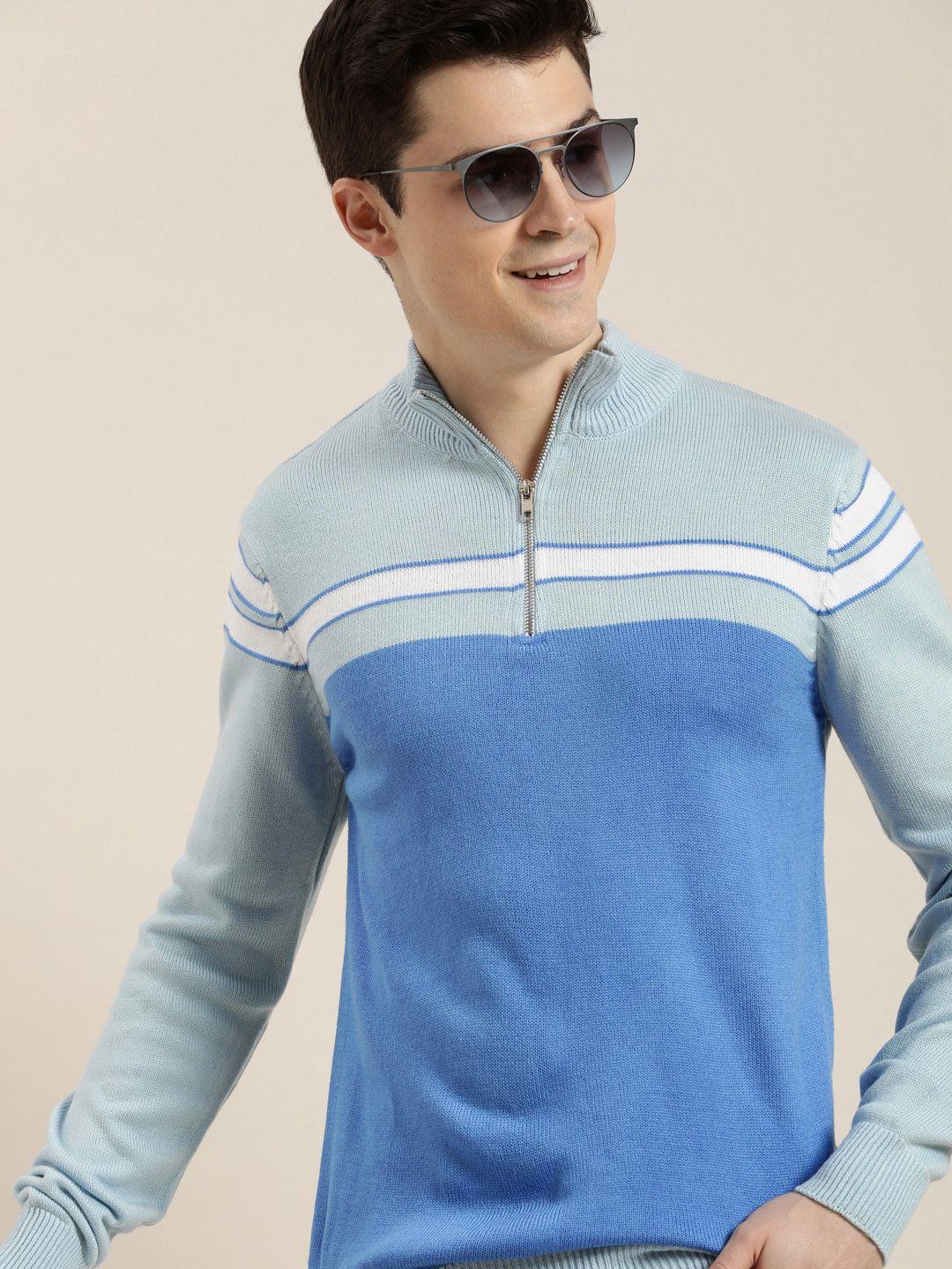 here&now mock collar colourblocked pullover