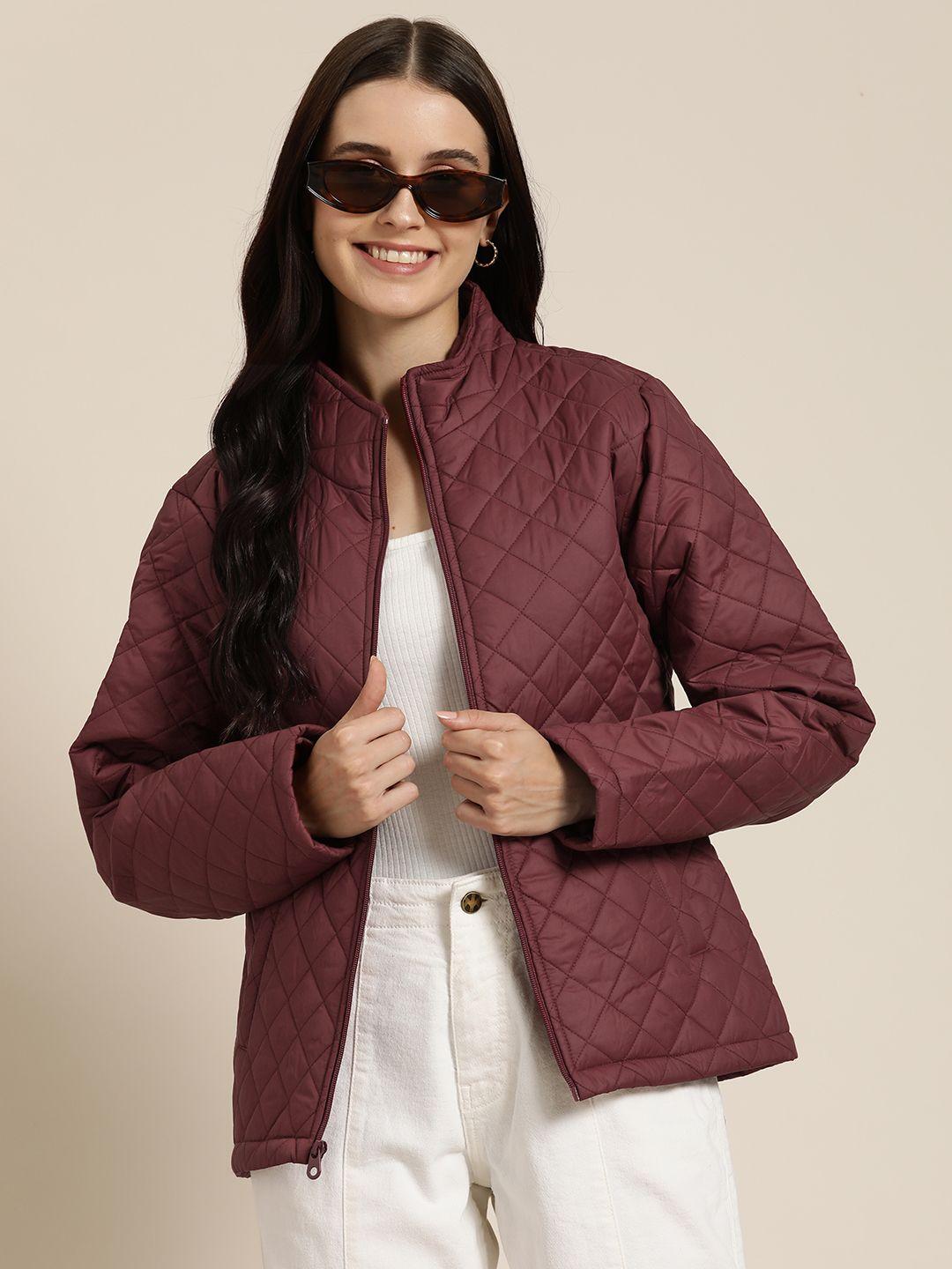 here&now mock collar quilted jacket
