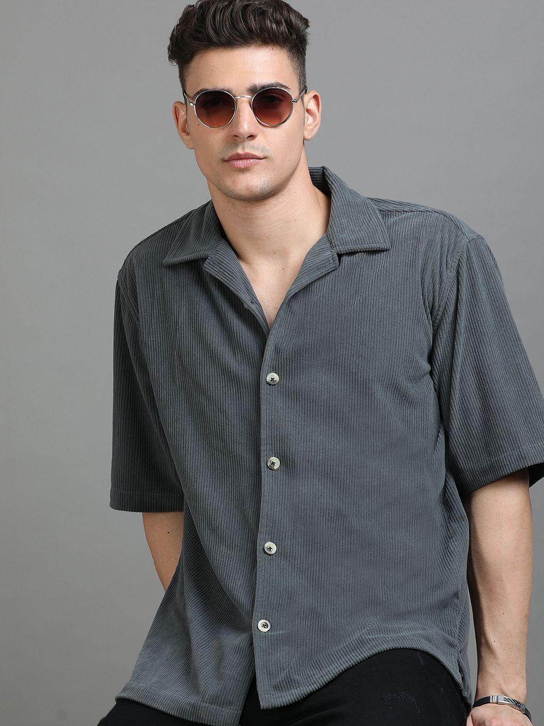 here&now oversized ribbed corduroy casual shirt