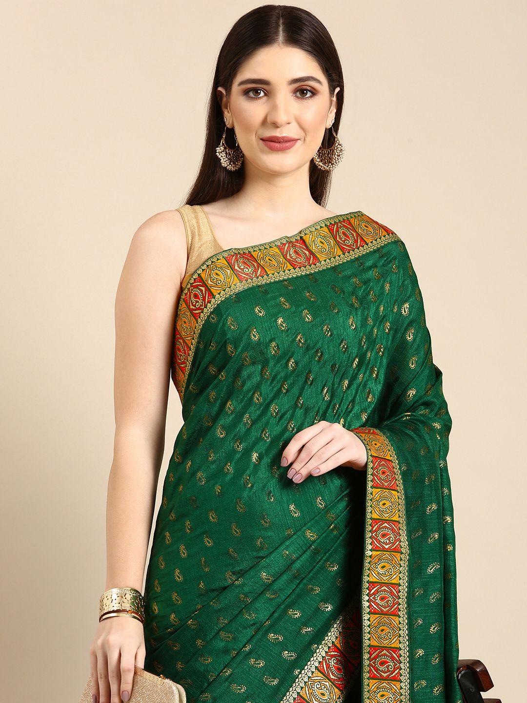 here&now paisley printed zari saree