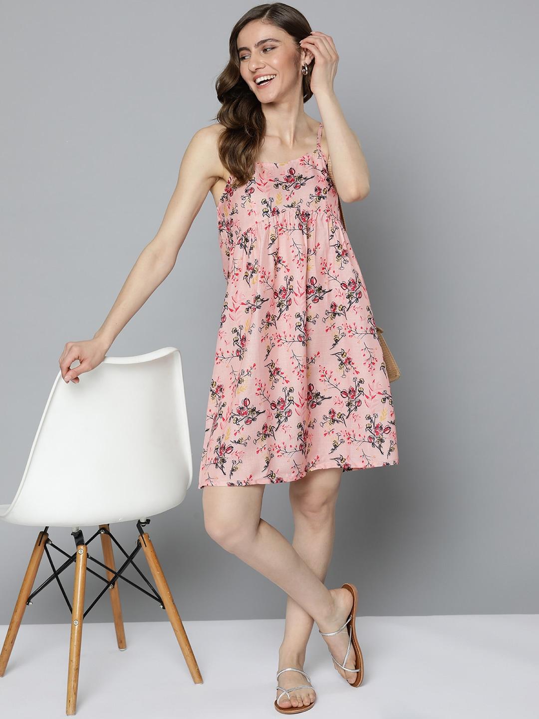 here&now peach-coloured floral printed nightdress