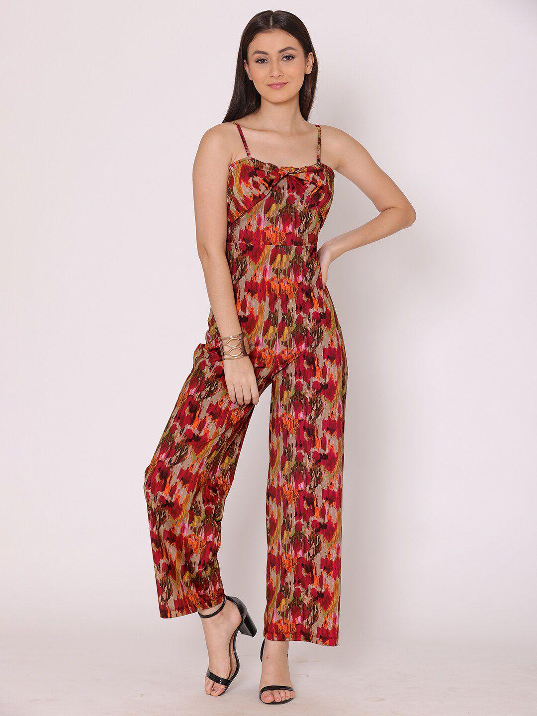 here&now pink & green printed basic jumpsuit