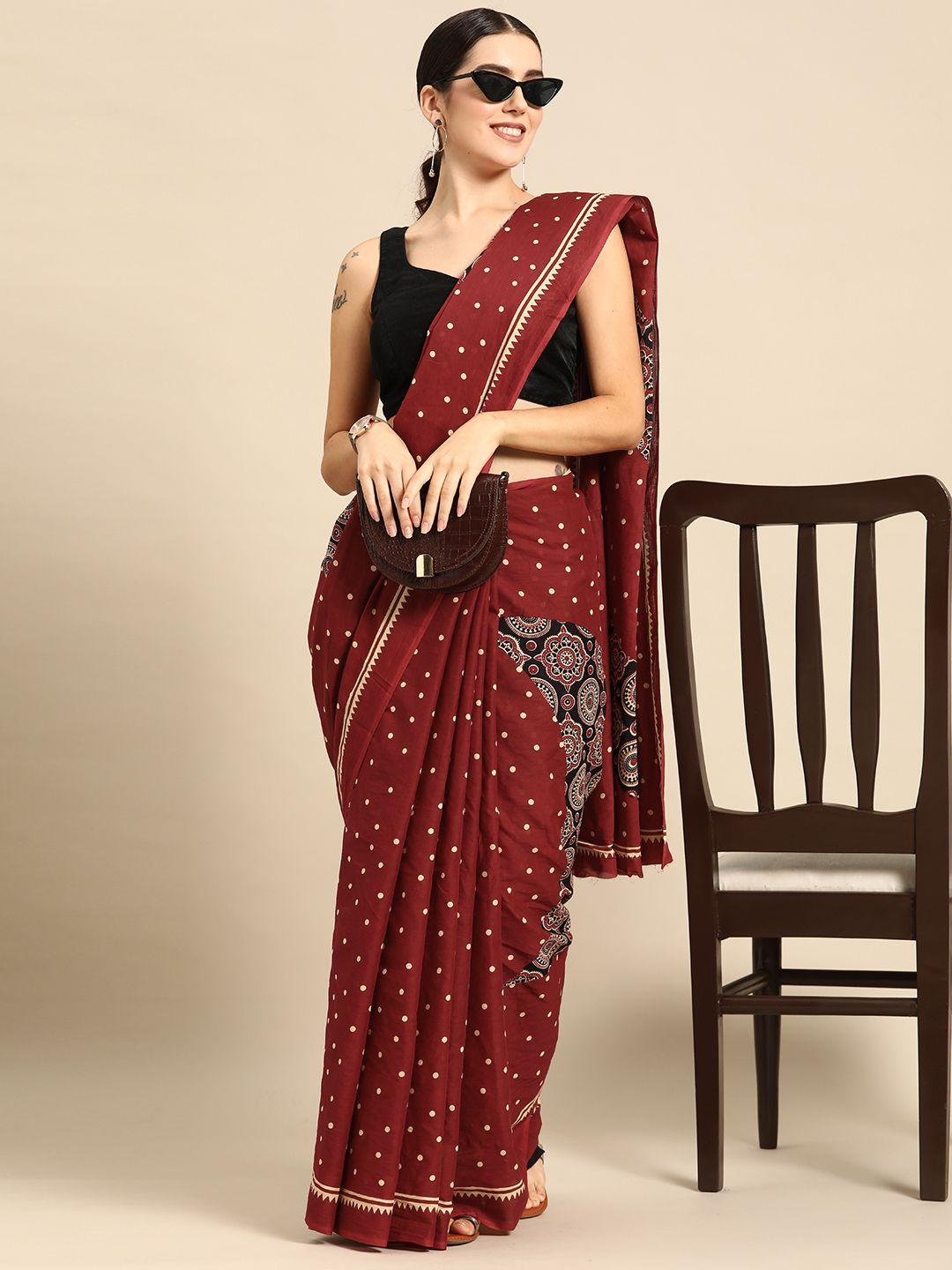 here&now polka dot pure cotton saree