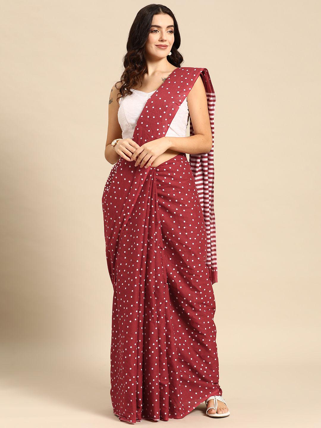 here&now polka dot pure cotton saree