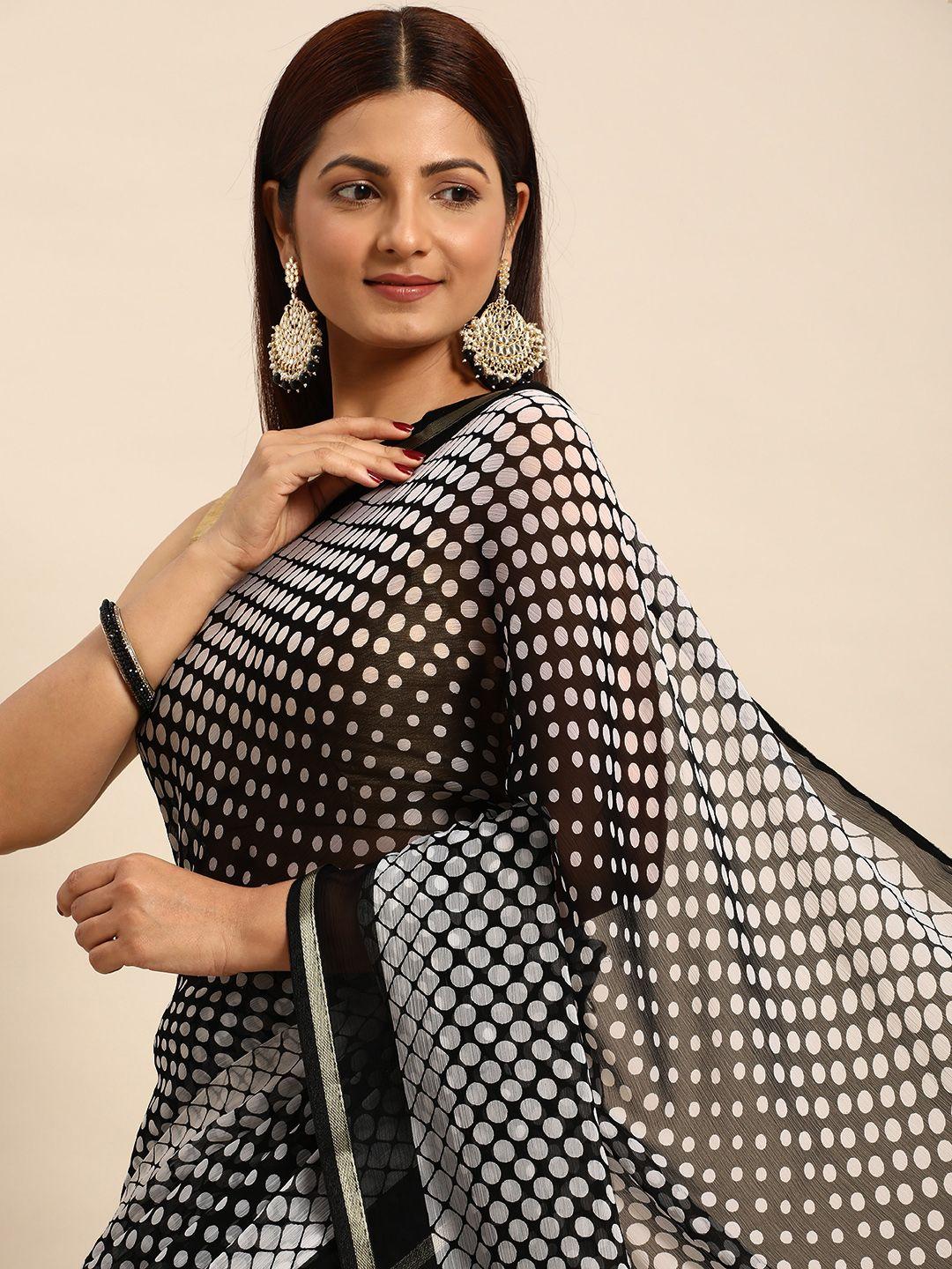 here&now polka dot zari pure georgette bandhani saree