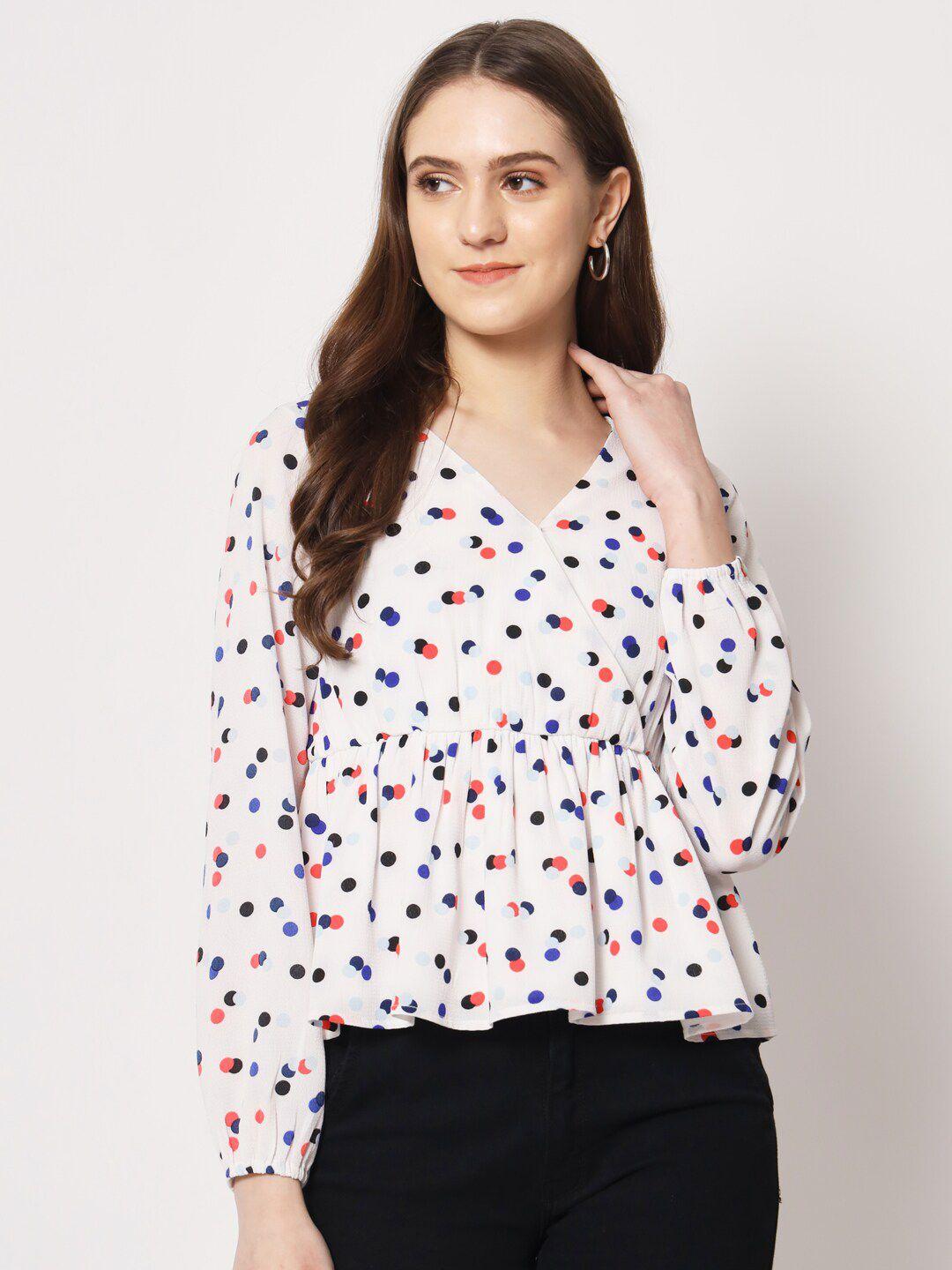 here&now polka dots printed wrap top