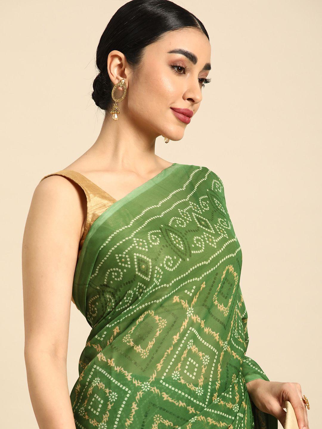 here&now poly georgette chanderi saree