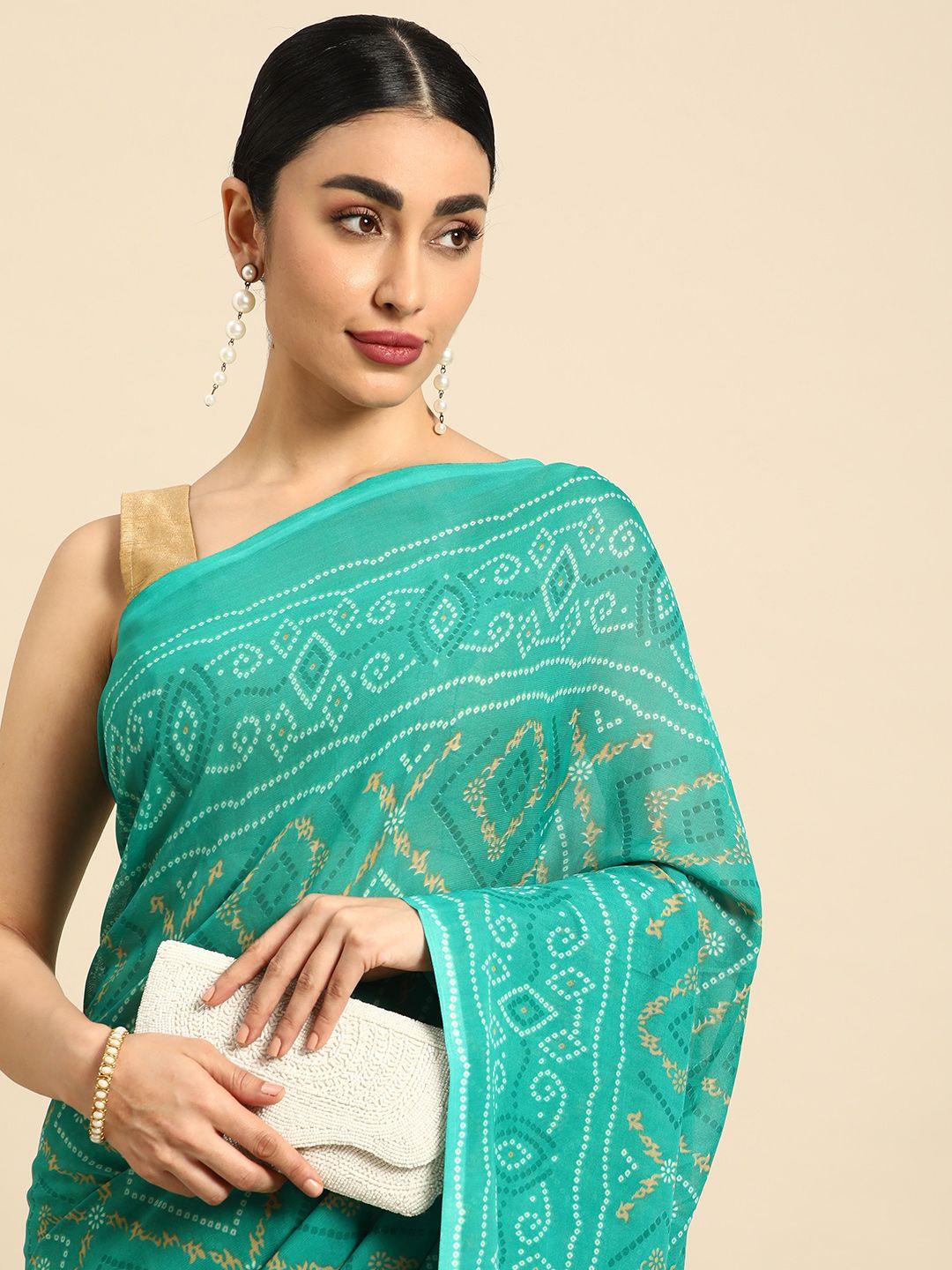 here&now poly georgette chanderi saree