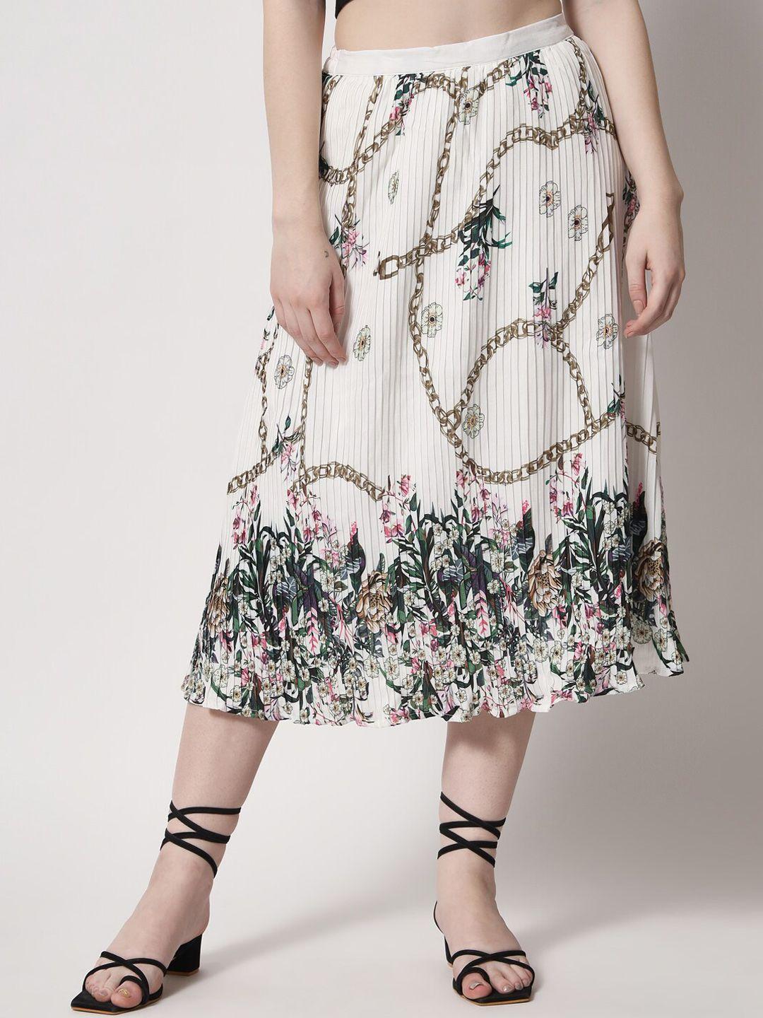 here&now printed accordion pleated a-line skirt