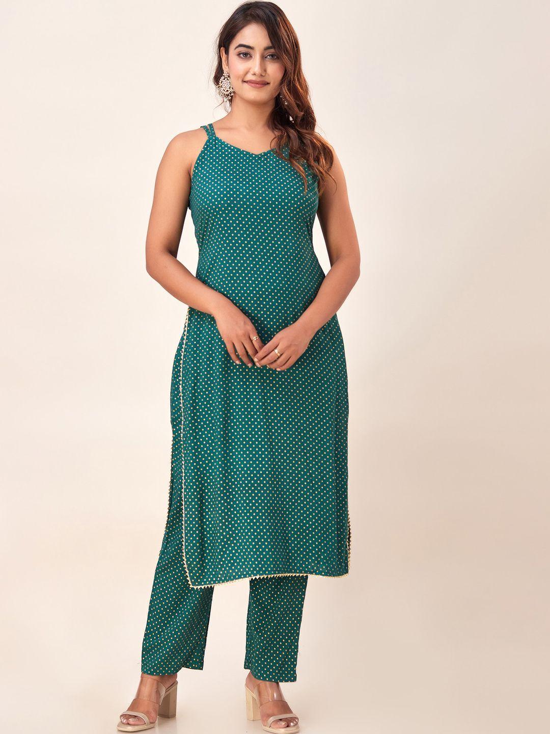 here&now printed kurta with trousers & with dupatta