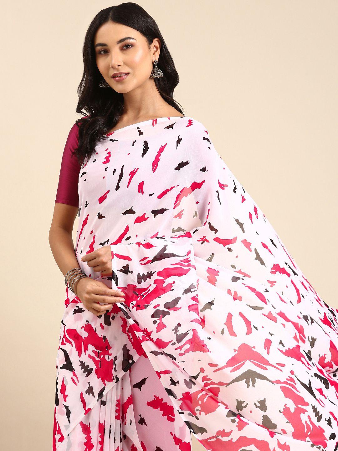 here&now printed poly georgette saree