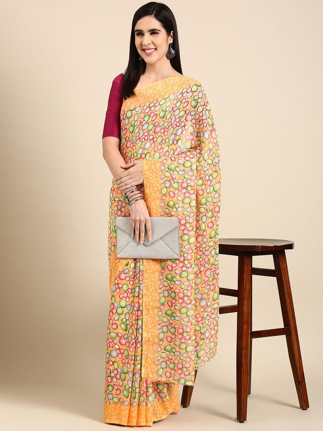 here&now printed poly georgette saree