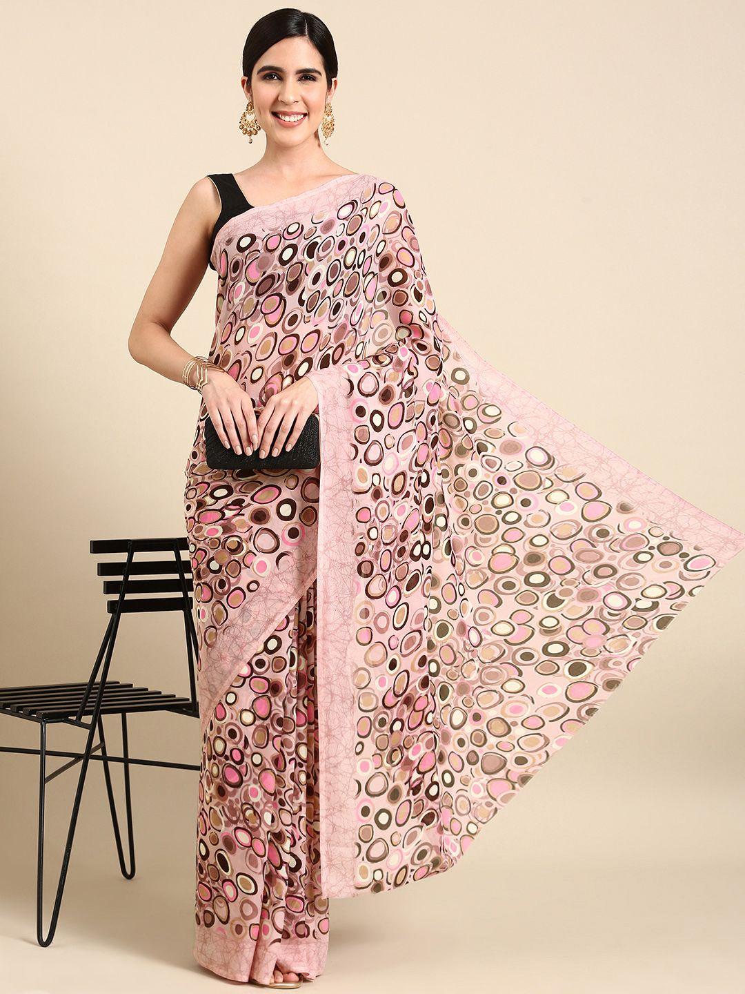 here&now printed poly georgette saree