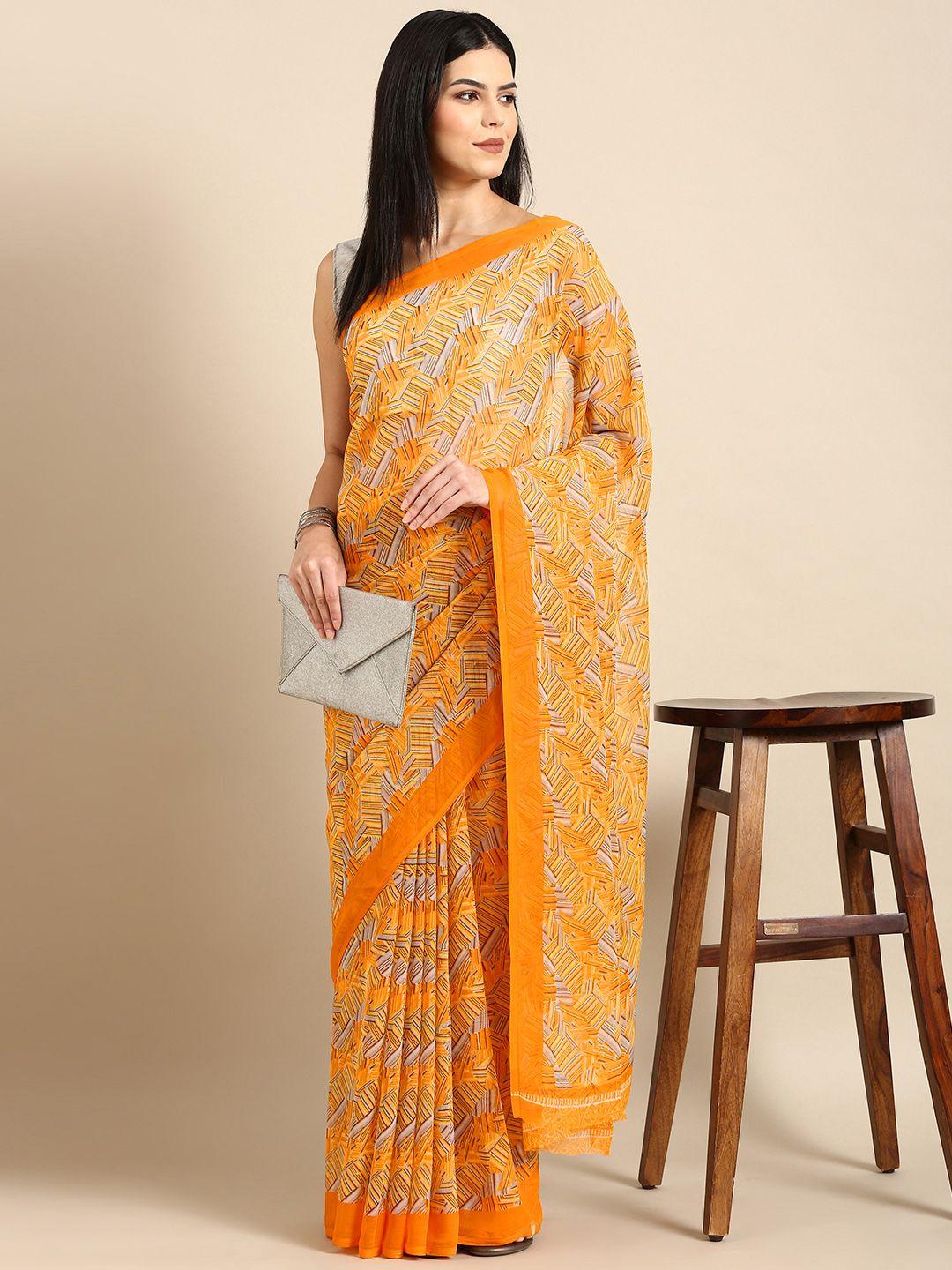 here&now printed pure chiffon saree