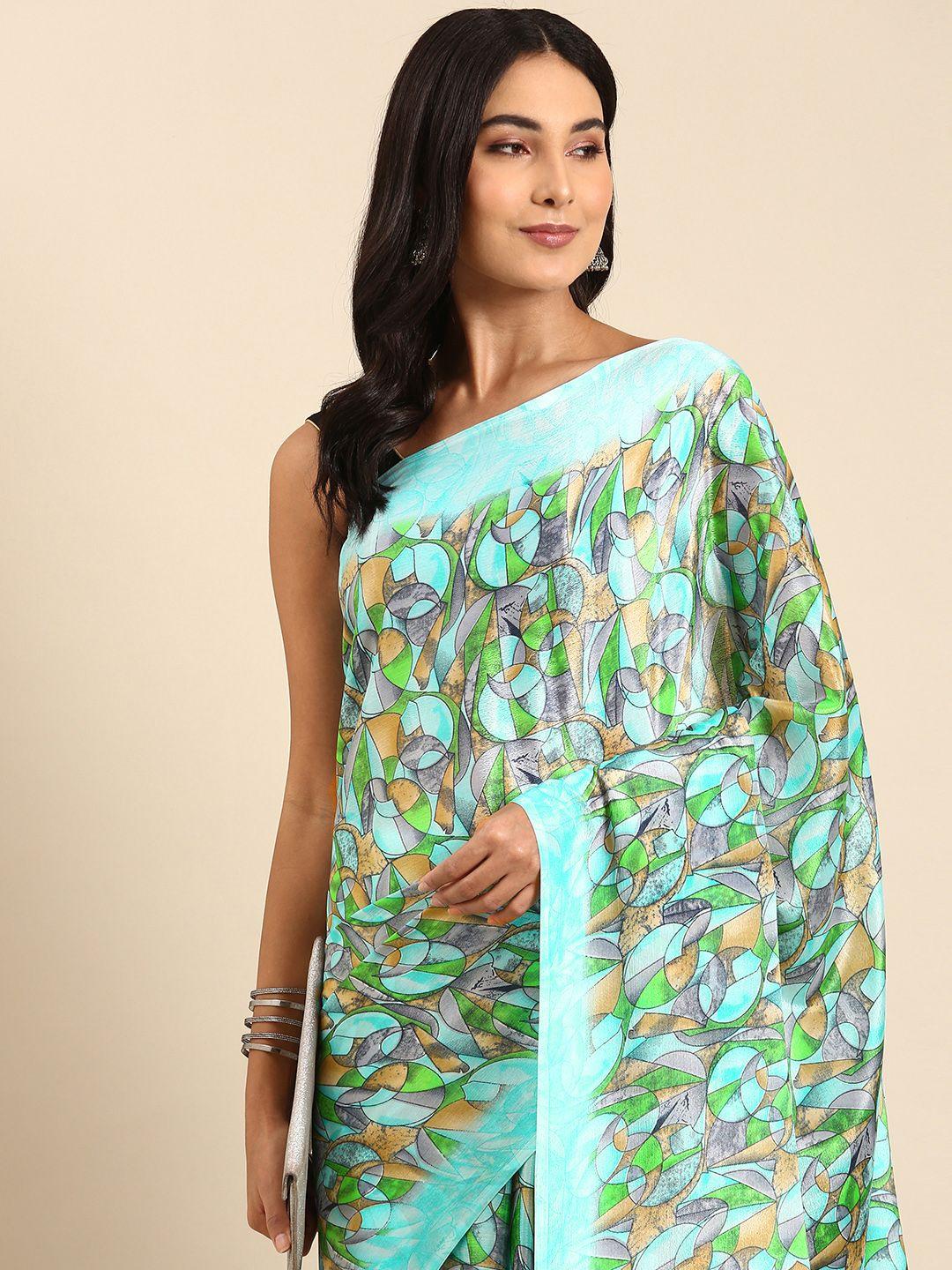 here&now printed pure crepe saree