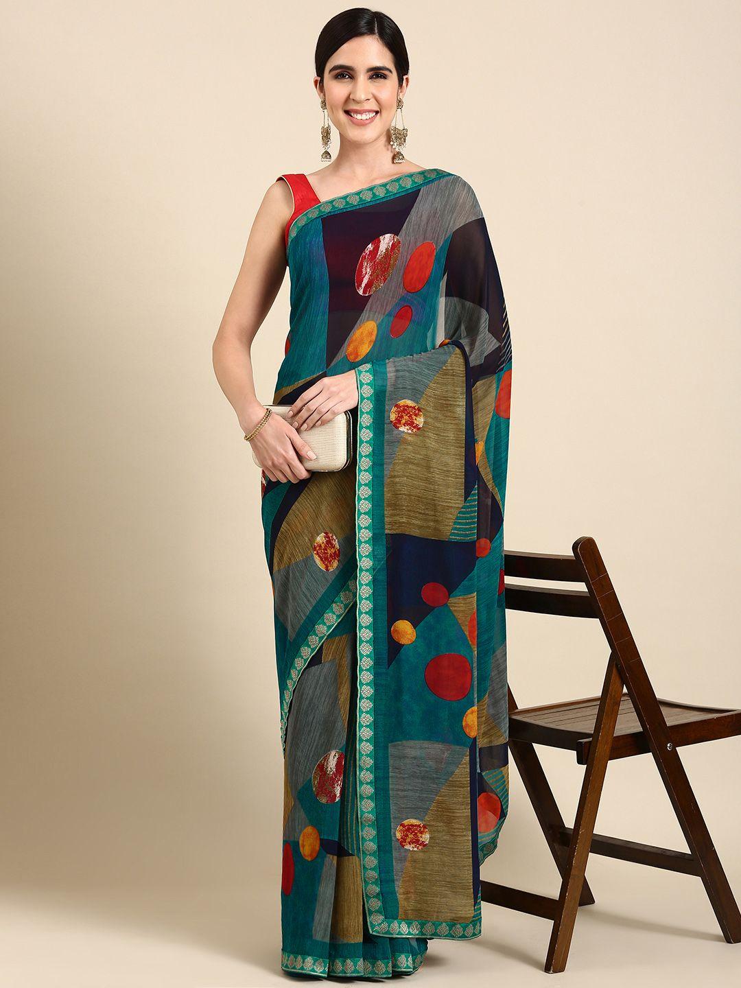 here&now printed pure georgette saree