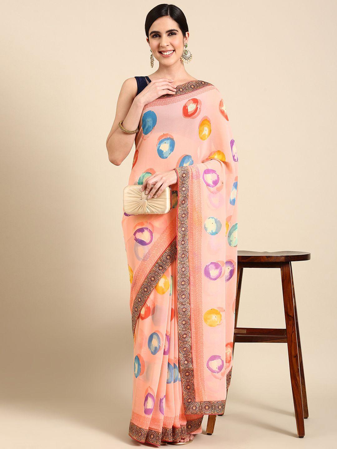 here&now printed pure georgette saree