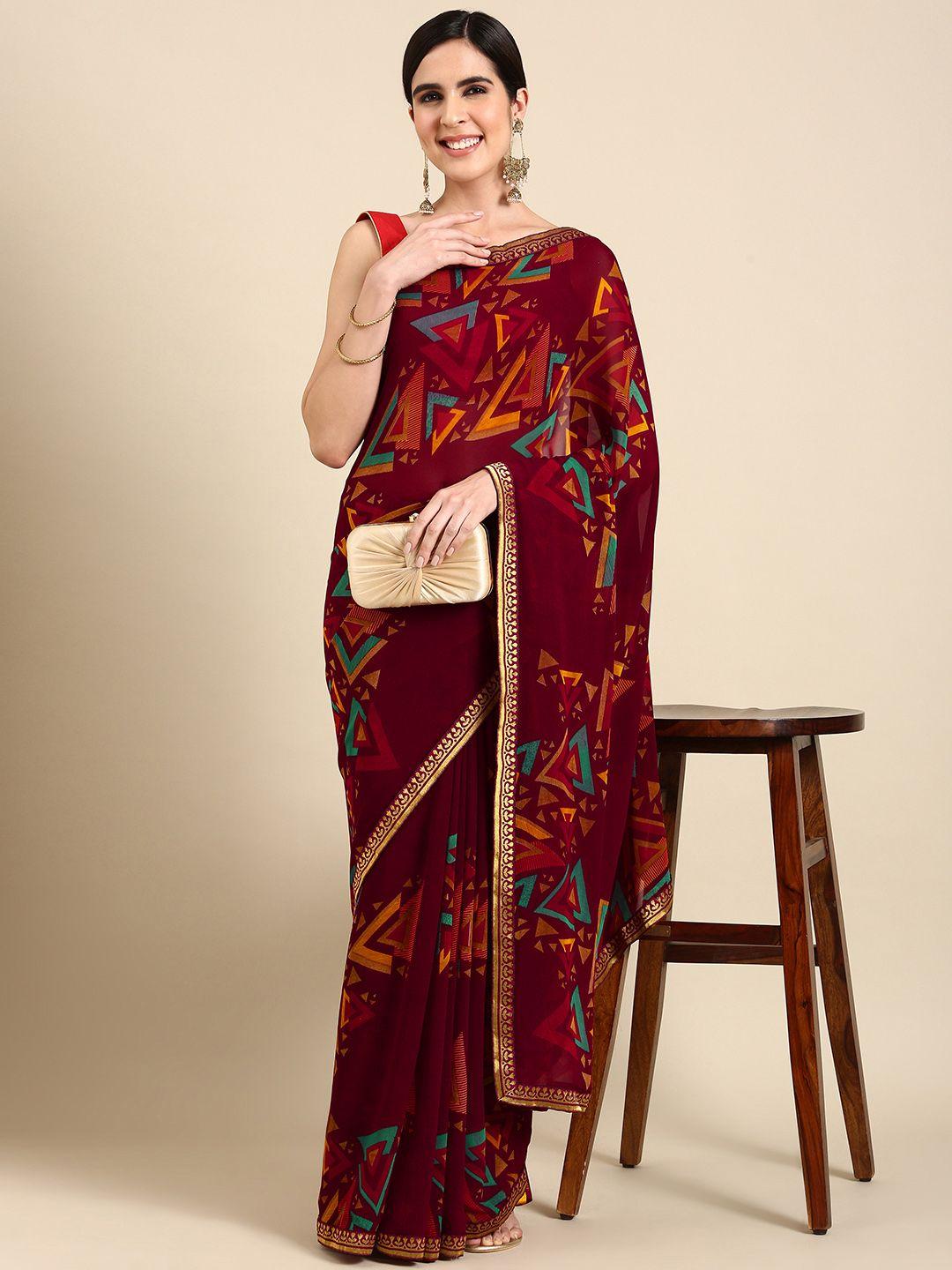 here&now printed pure georgette saree