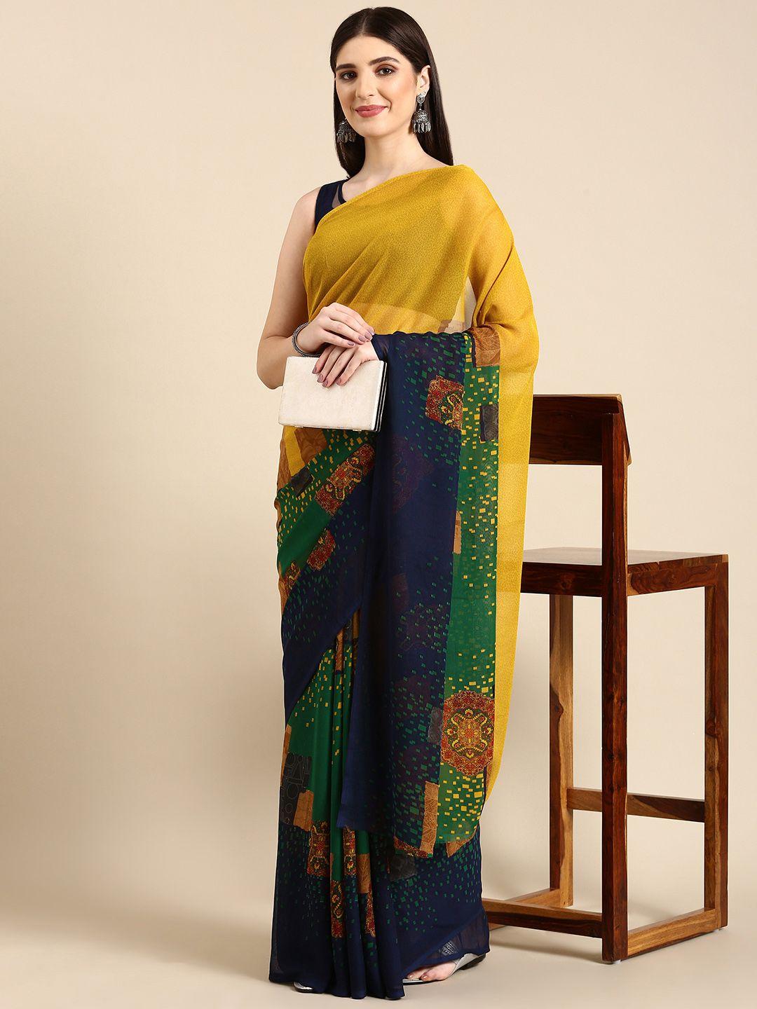 here&now printed pure georgette saree